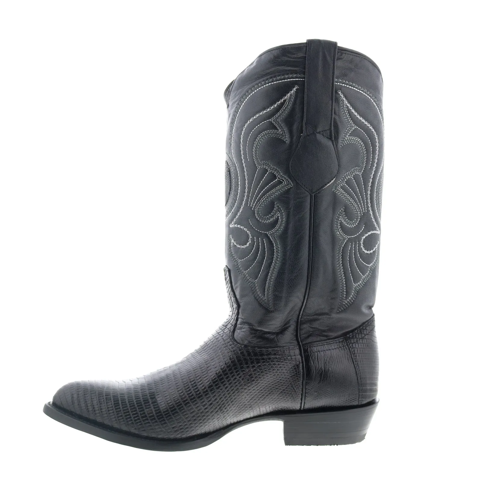 Los Altos J-Toe Ring Lizard 990605 Mens Black Wide Cowboy Western Boots Urban Fit