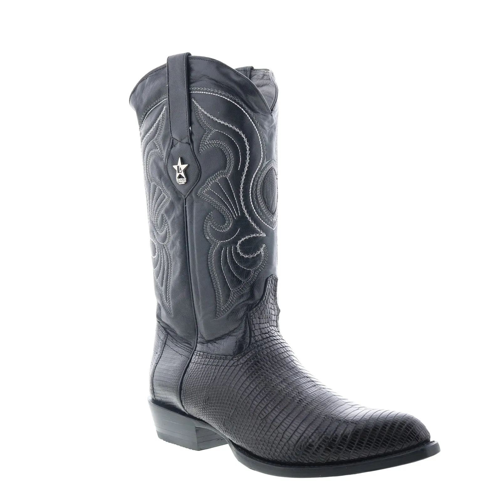 Long Haul Functional Fit Los Altos J-Toe Ring Lizard 990605 Mens Black Wide Cowboy Western Boots