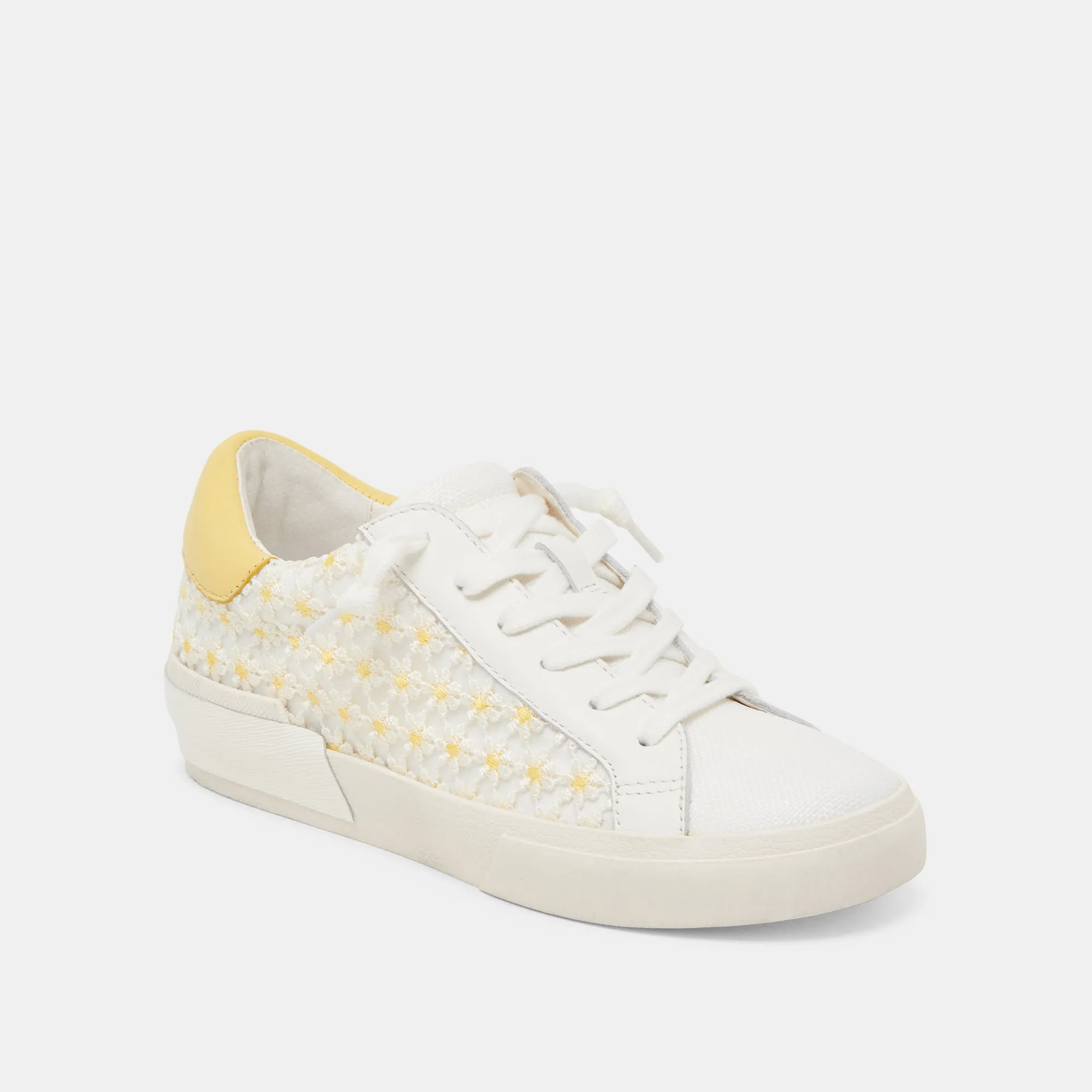Trendy Performance ZINA FLORAL SNEAKERS WHITE YELLOW FLORAL MESH