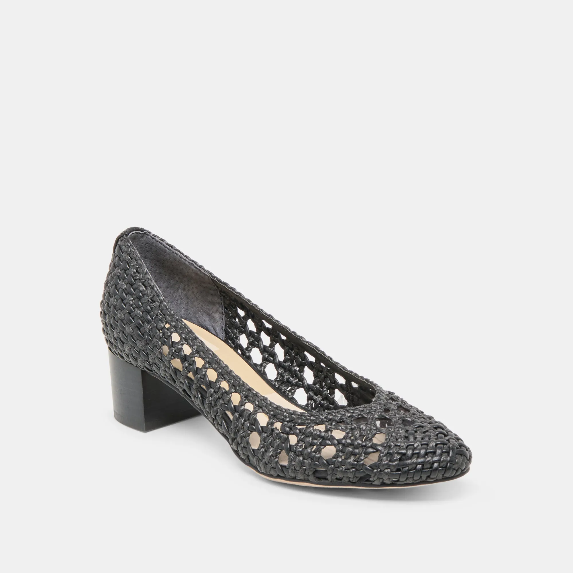 LULA HEELS BLACK WOVEN RAFFIA Tuxedo Party Shoes