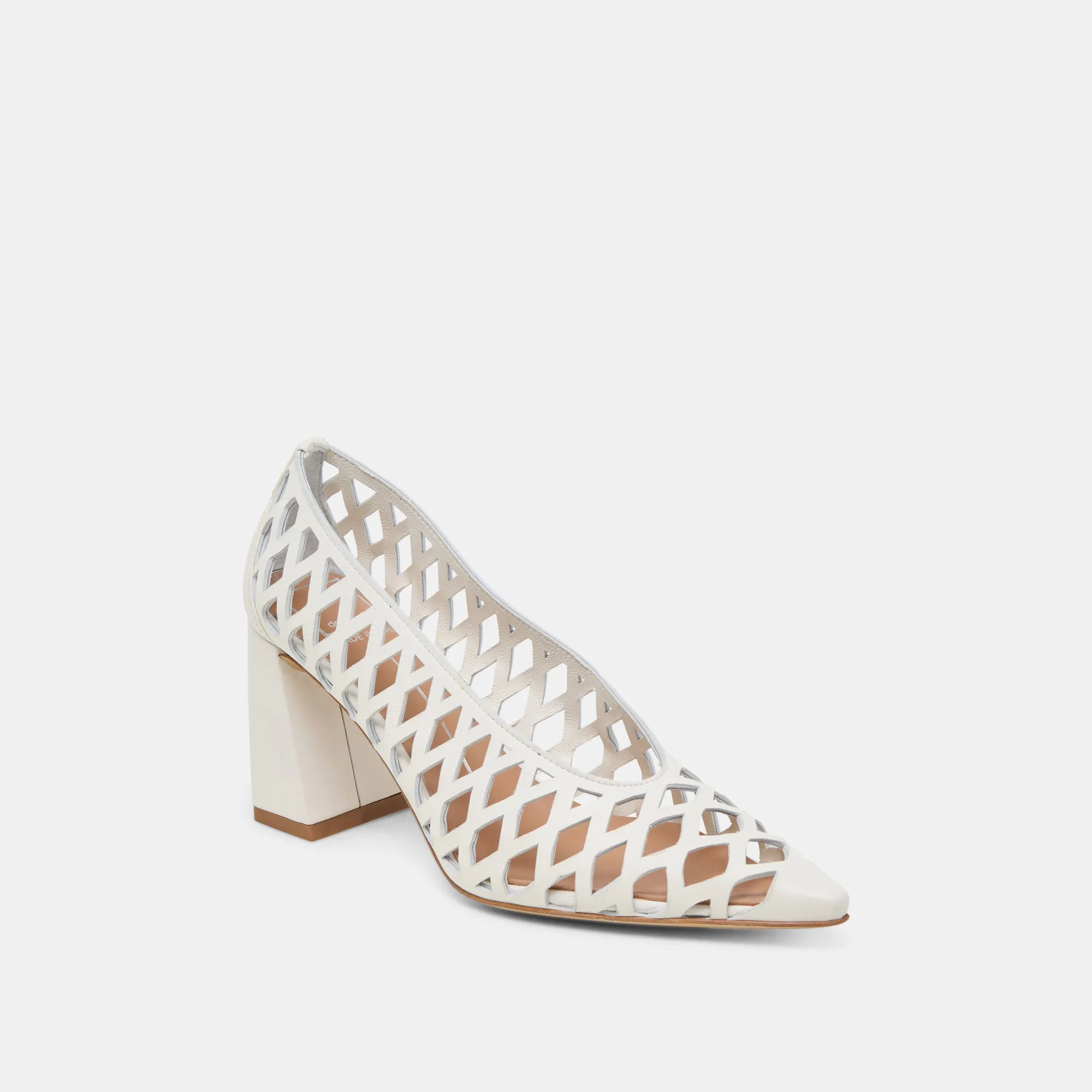 Clear Sandals for Weddings TANYA HEELS BONE WOVEN LEATHER