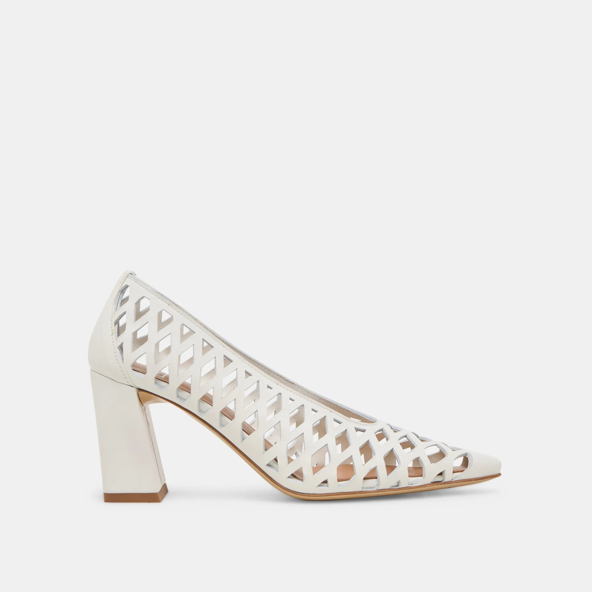 TANYA HEELS BONE WOVEN LEATHER Padded Tongue