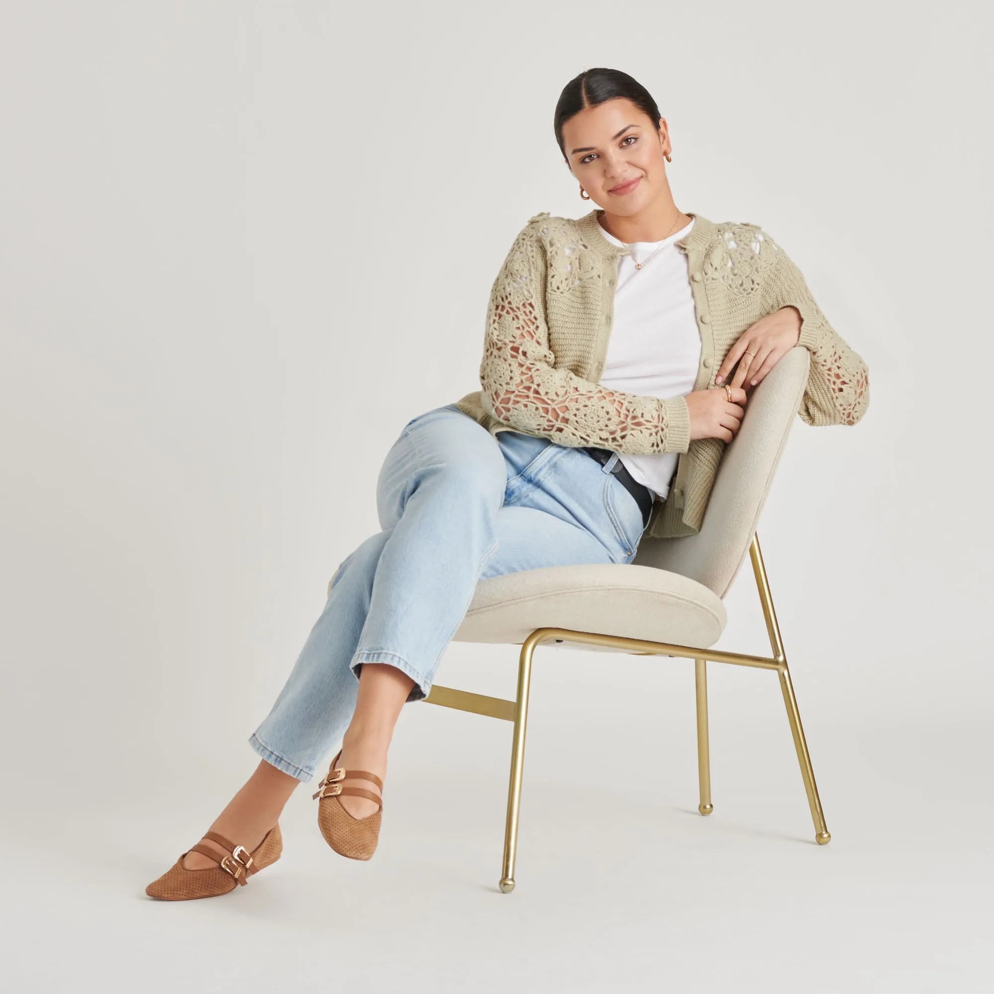 Leaf Lane BAYLEE BALLET FLATS PECAN PERFORATED SUEDE