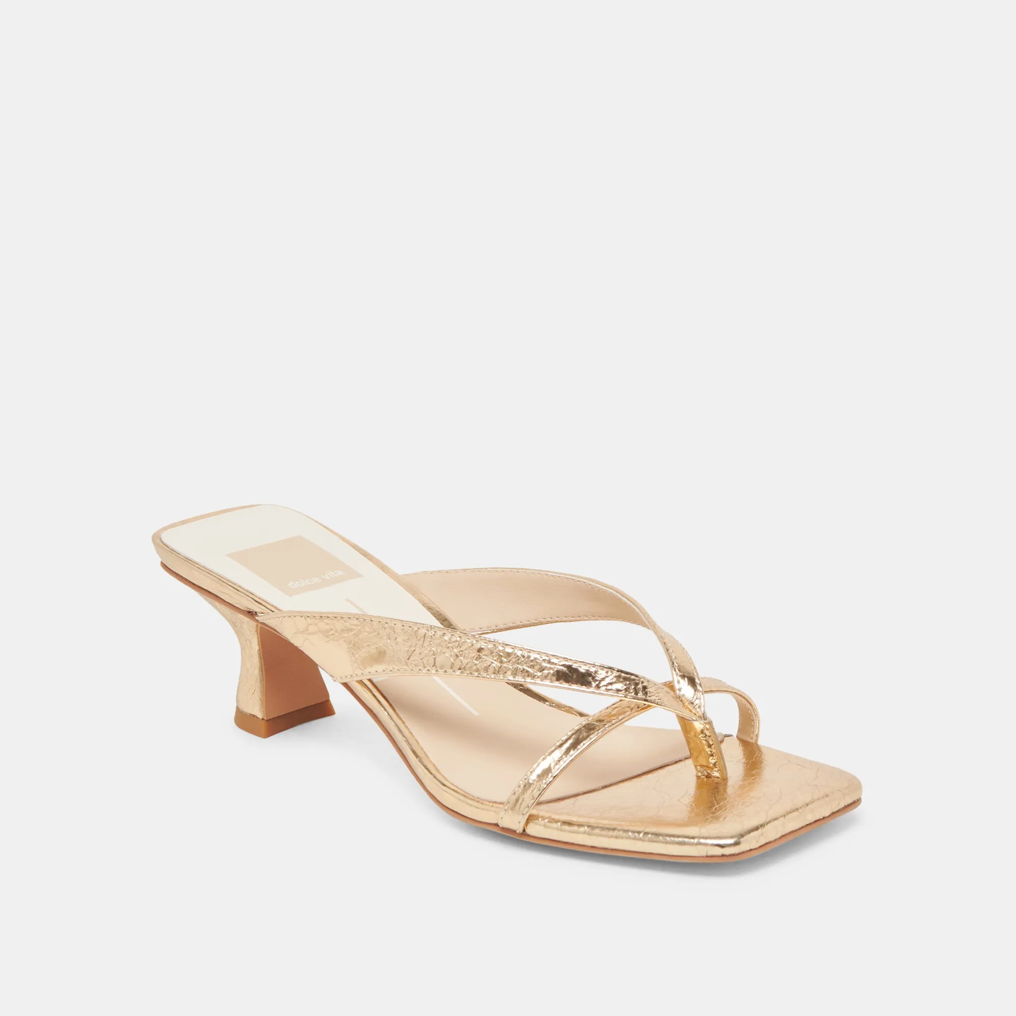 BREVEL HEELS GOLD DISTRESSED LEATHER Clear Sandals for Weddings Comfortable ankle support