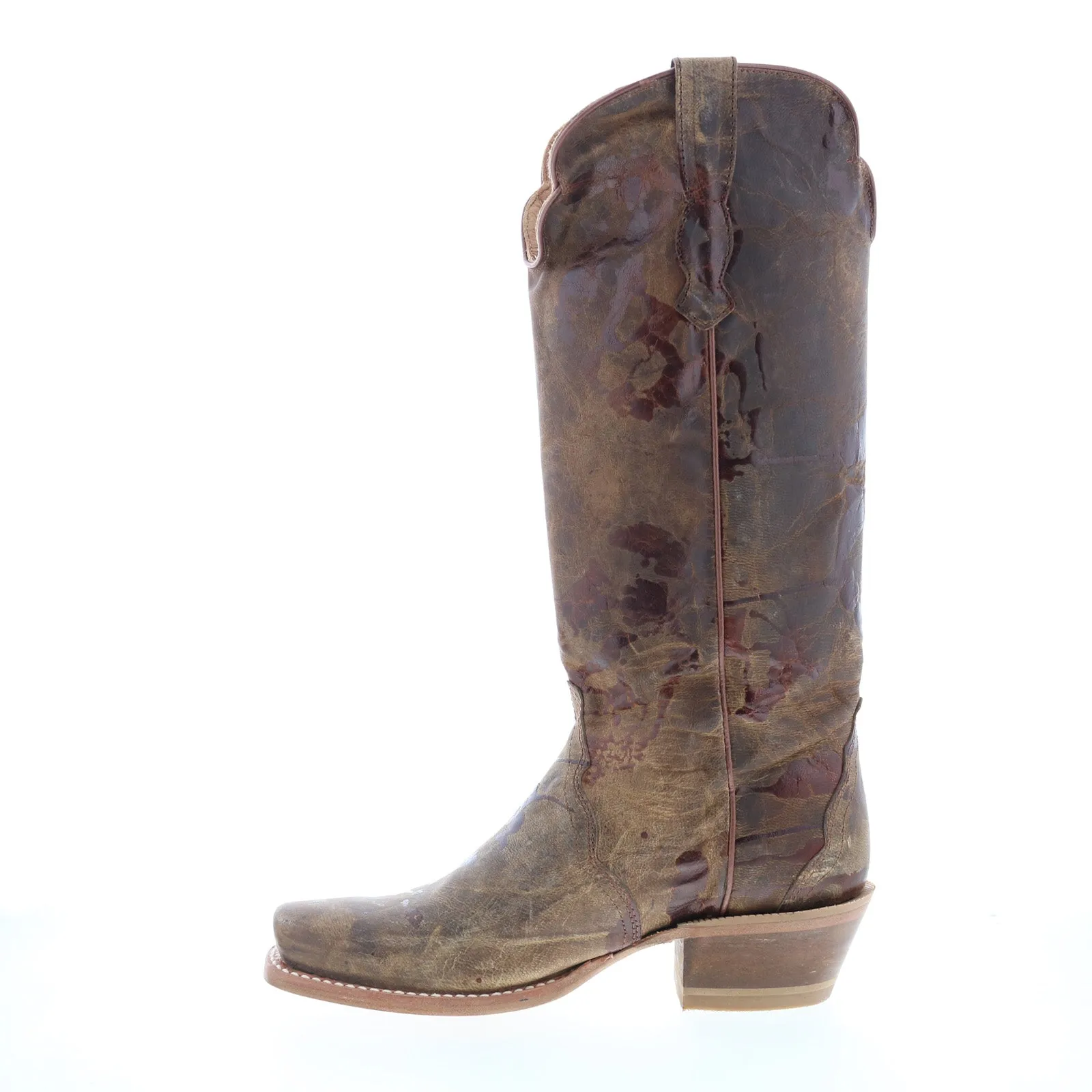 Outlaw 14" Tan Hand Painted Goat 70115 Womens Brown Leather Western Boots Sleek Finish