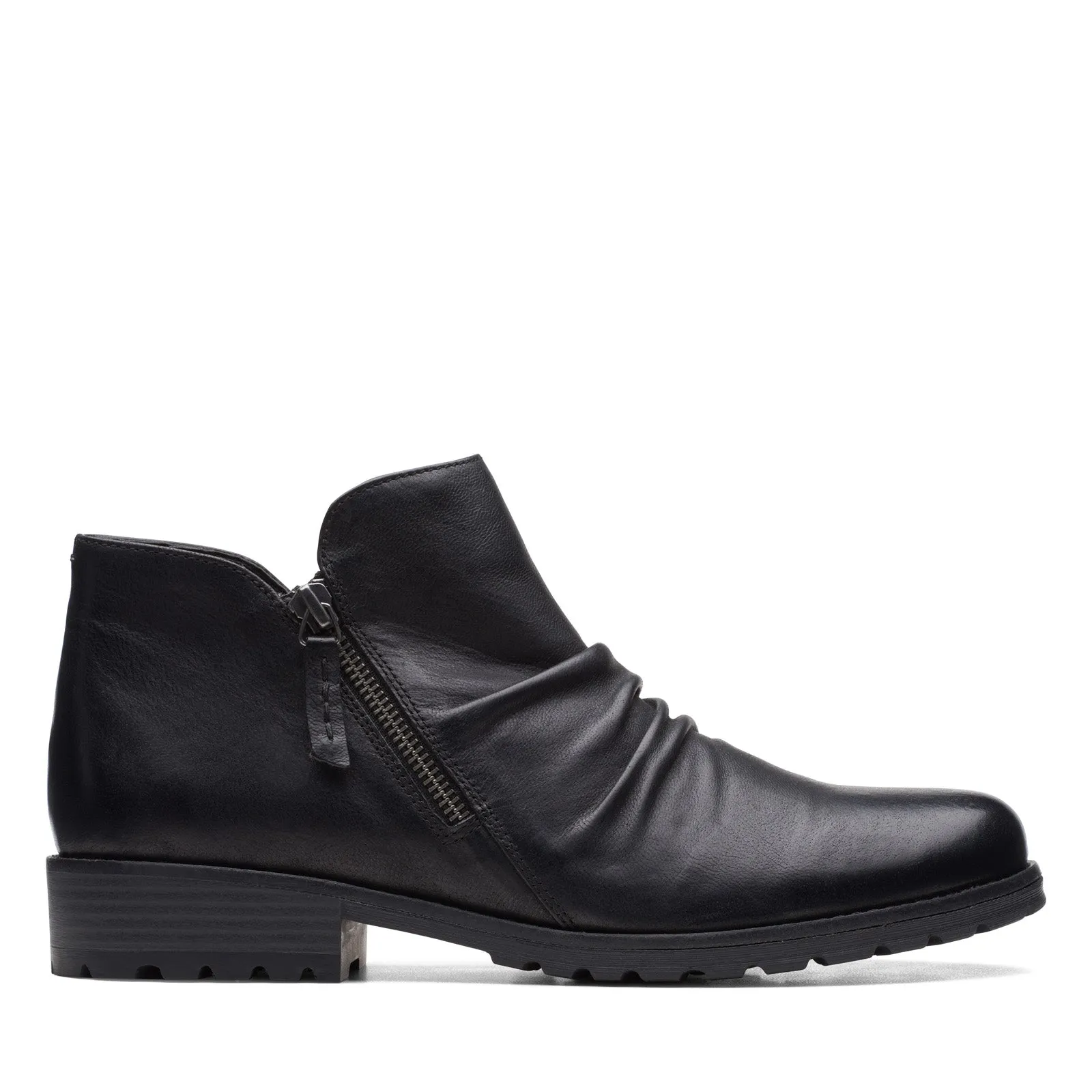 Thick sole Clarks Clarkwell Zip 26167723 Womens Black Leather Ankle & Booties Boots