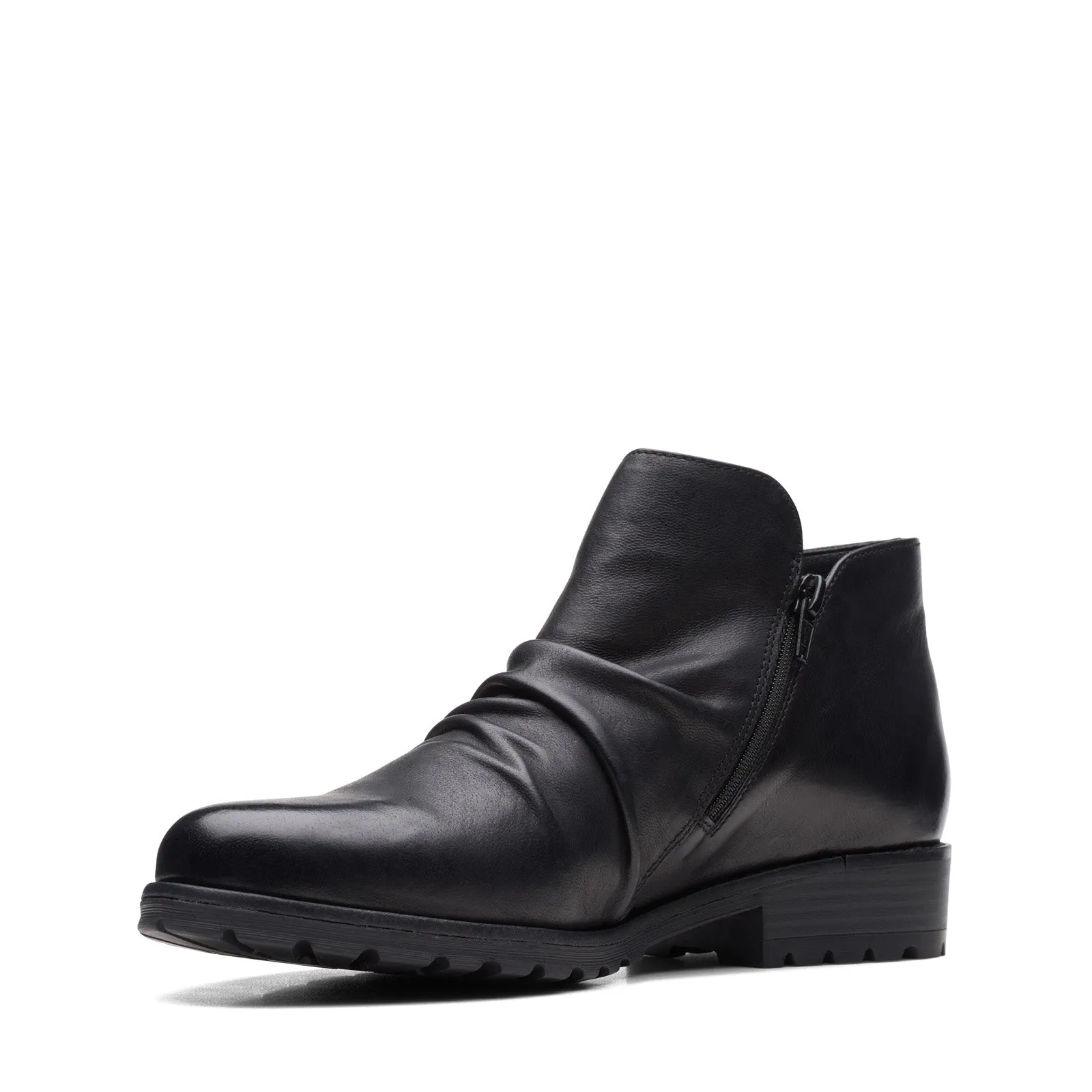Clarks Clarkwell Zip 26167723 Womens Black Leather Ankle & Booties Boots Premium Comfort Comfort Edge