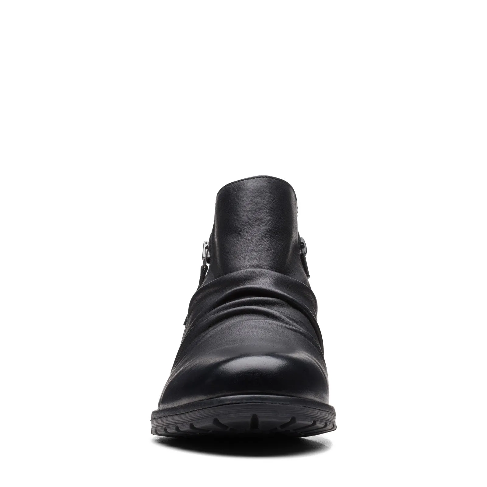 Clarks Clarkwell Zip 26167723 Womens Black Leather Ankle & Booties Boots Adjustable