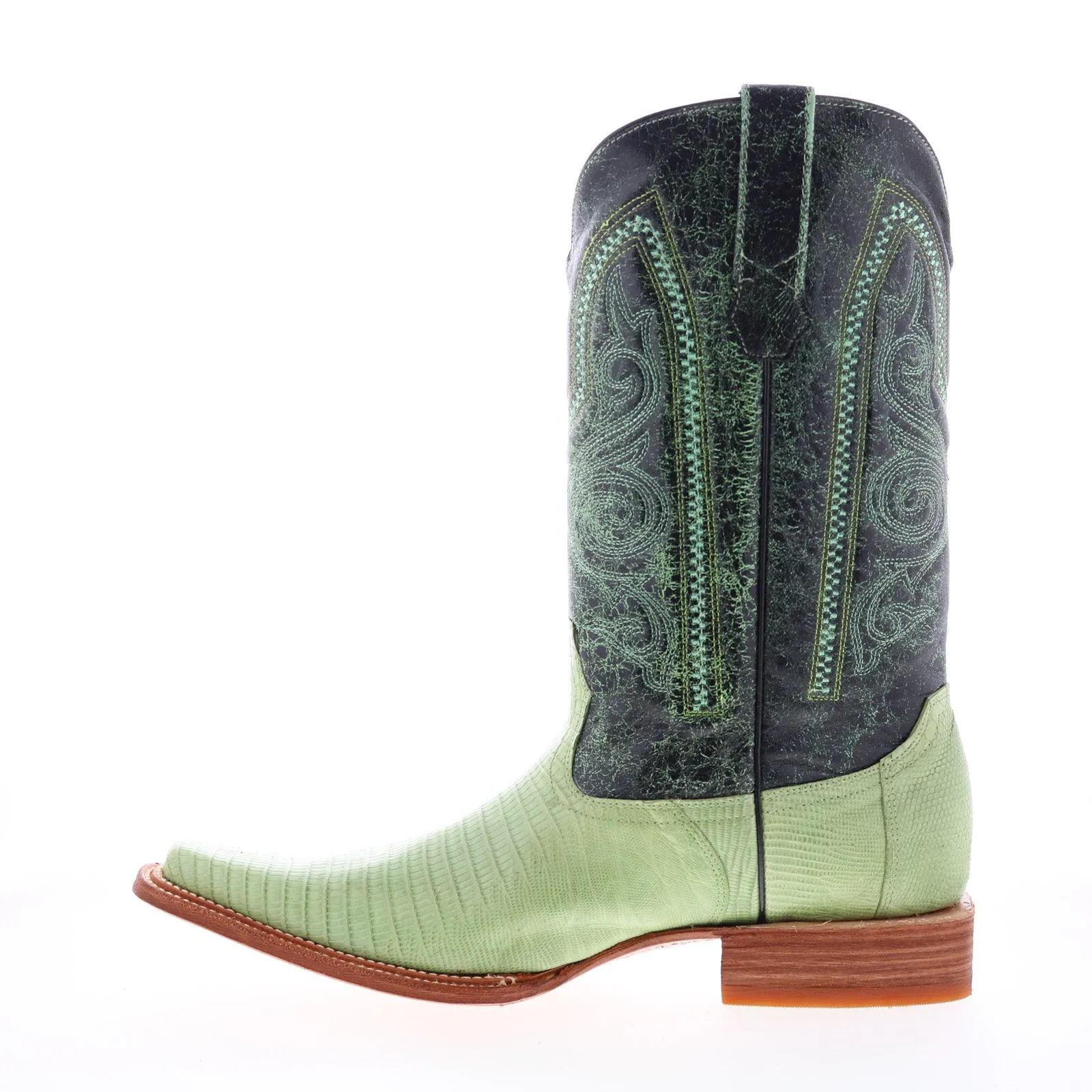 Hard Trail Los Altos Versace Style Teju Lizard Mens Green Wide Cowboy Western Boots
