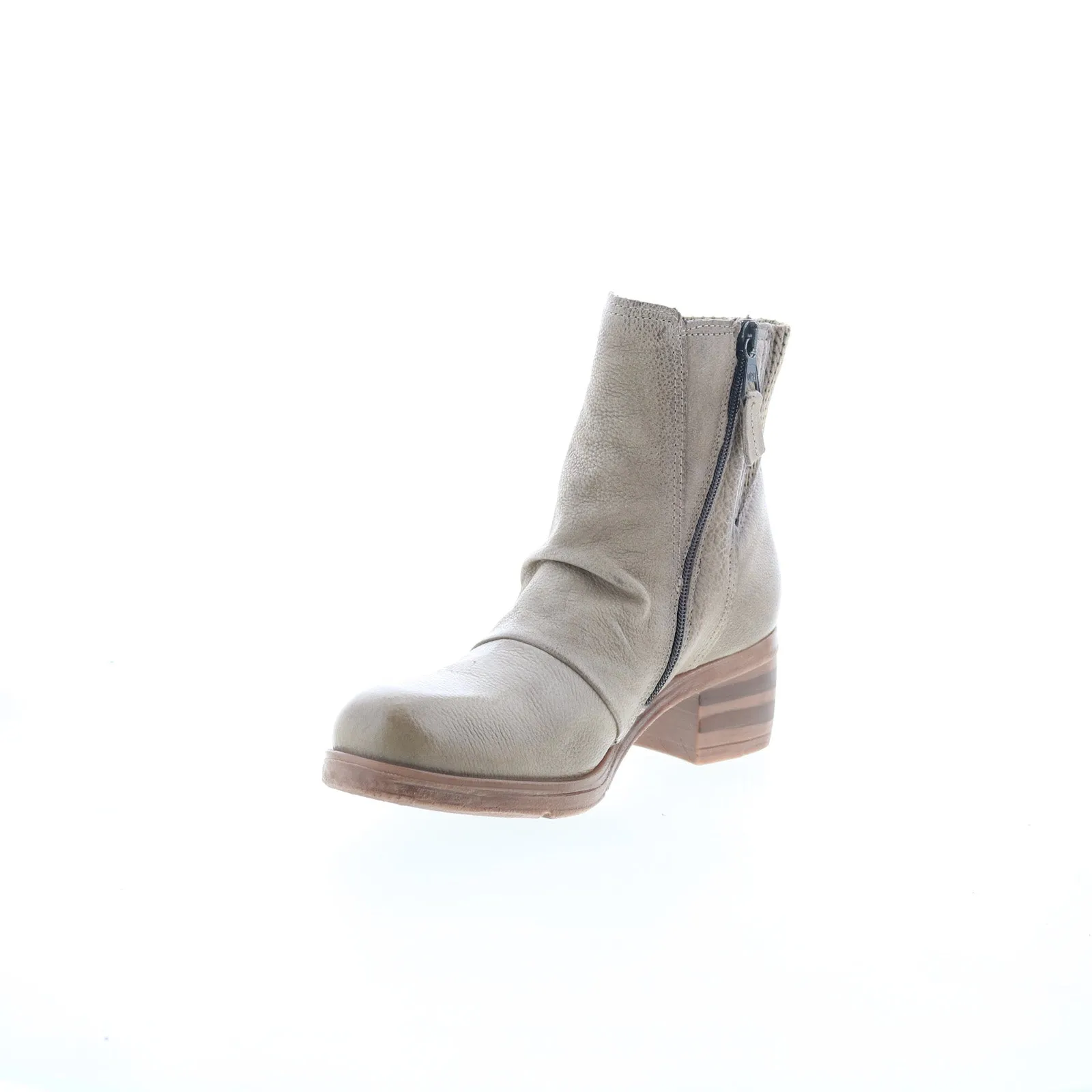 Miz Mooz Scarlett Womens Gray Leather Zipper Ankle & Booties Boots Slip Block