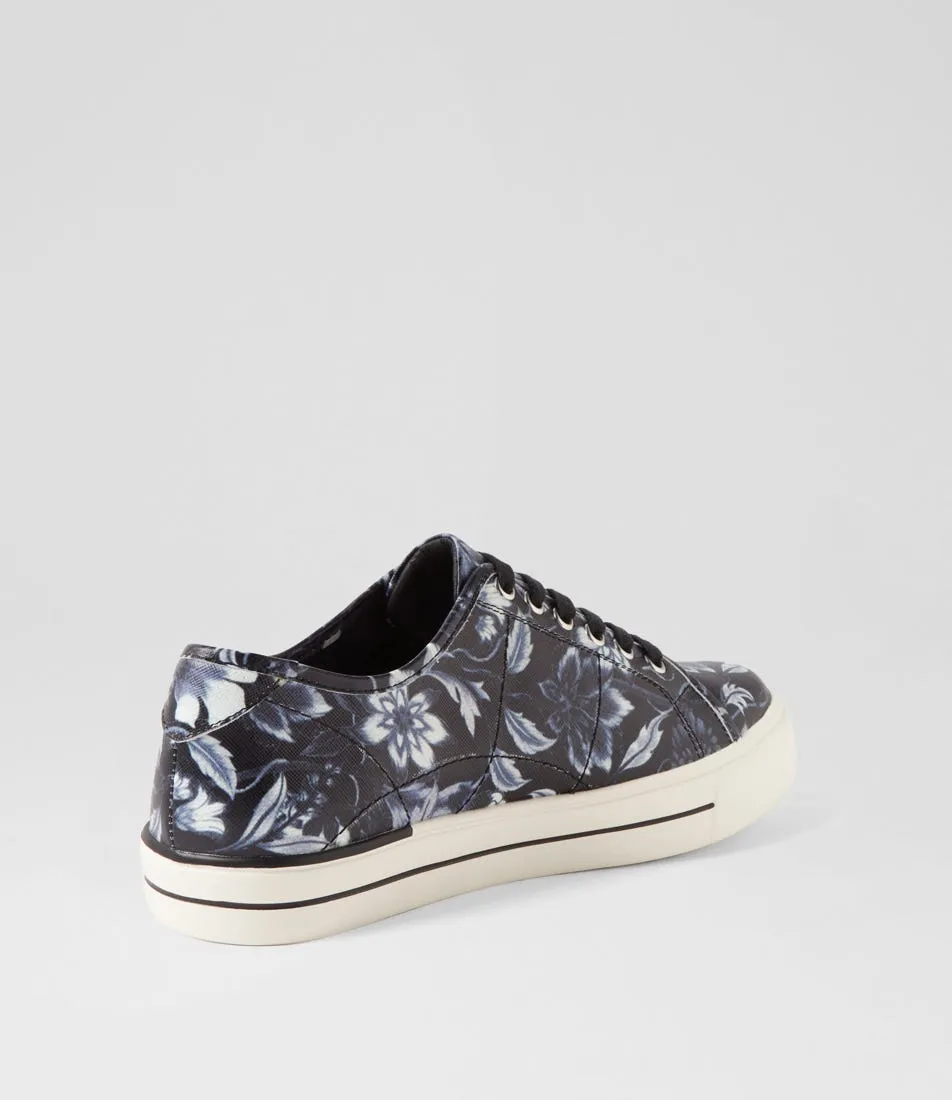 Molded Insole Stretchable ZIERA ASHLEEN BLACK WHITE FLOWER