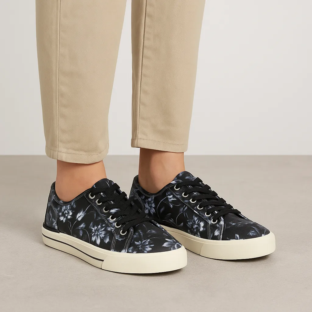 ZIERA ASHLEEN BLACK WHITE FLOWER Surf Mode Court Grip