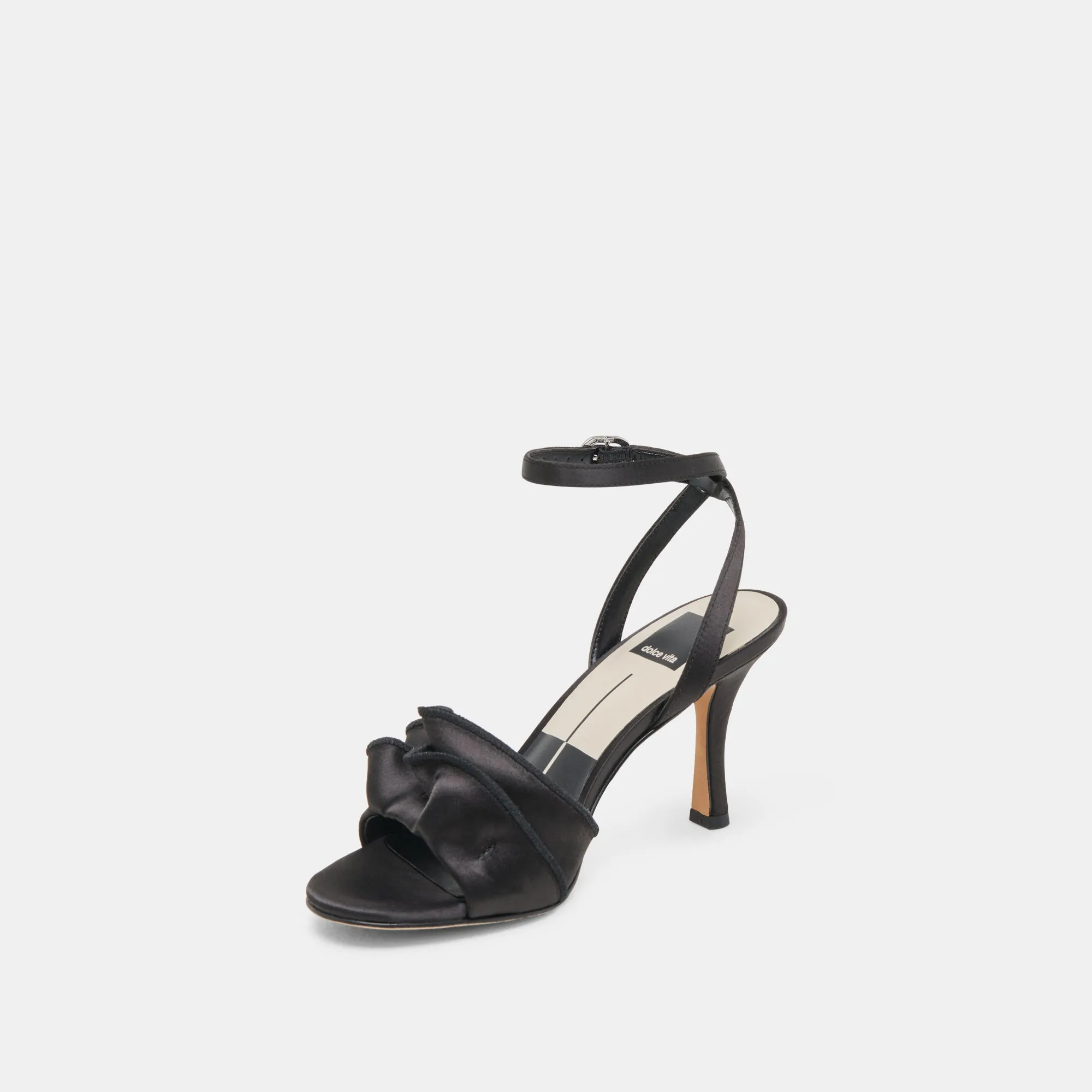 LUNETE HEELS ONYX SATIN Strappy Sandals