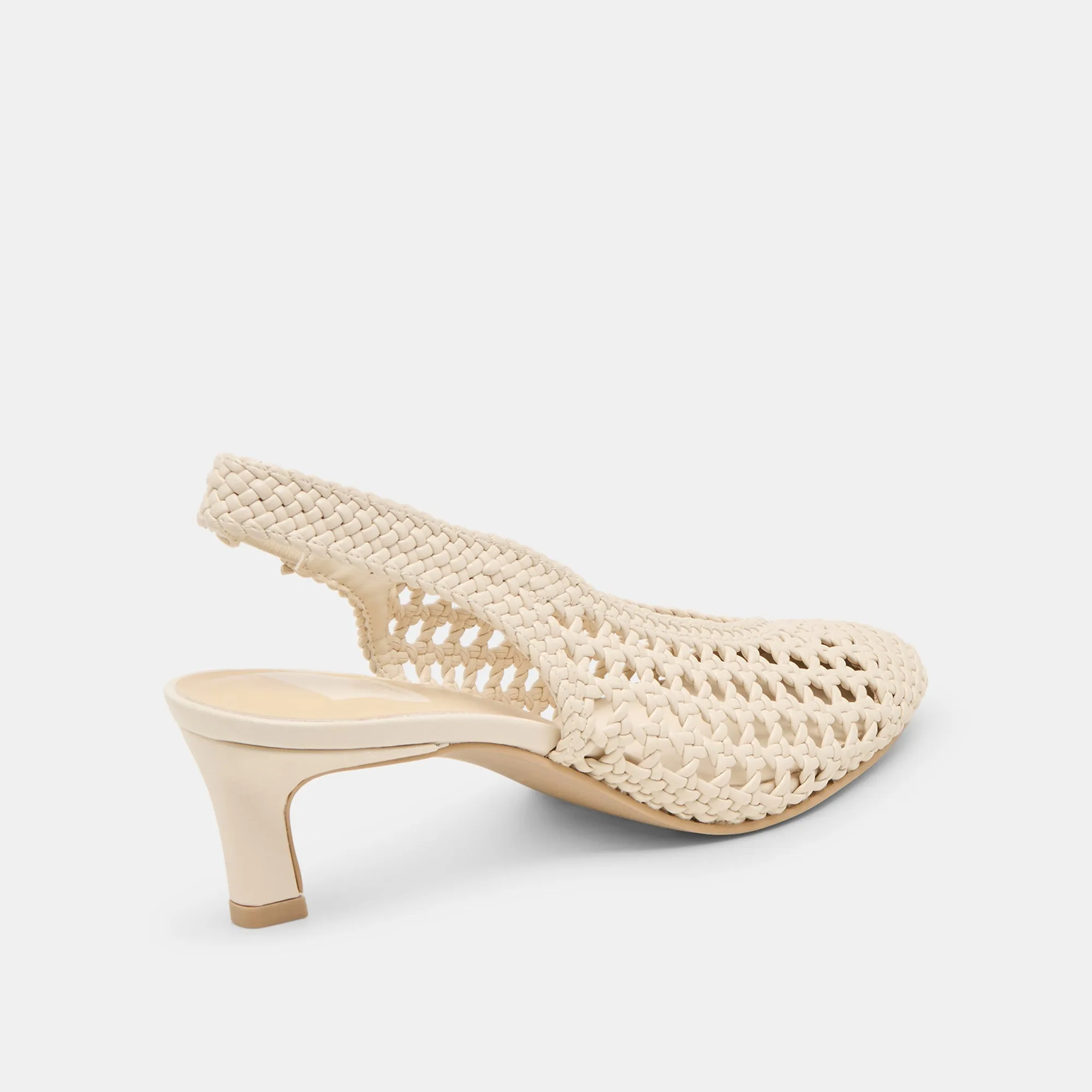 Bold Stilettos Trendy Footwear FAWNE HEELS CREME WOVEN STELLA