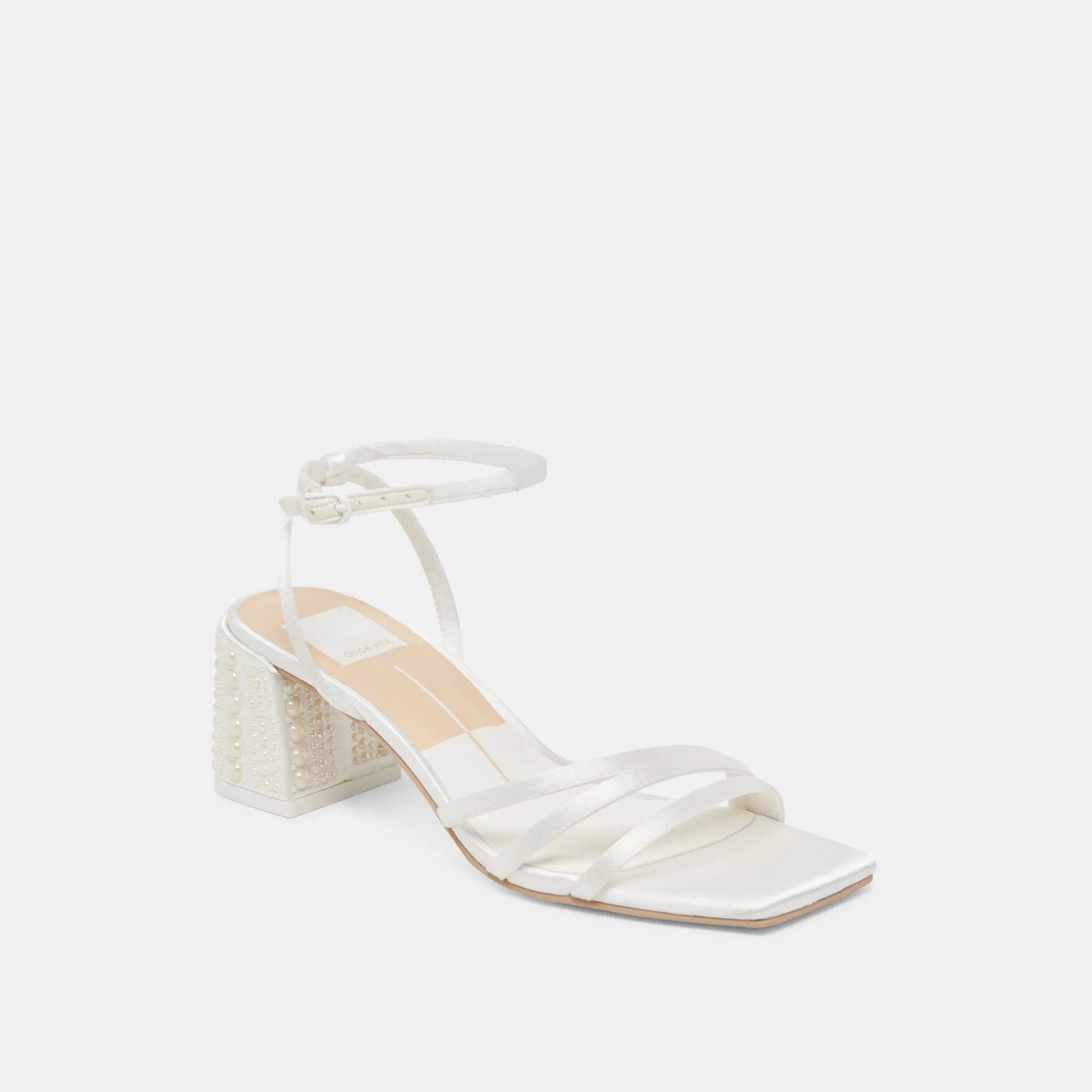 Quality YSABEL PEARL HEELS TRUE WHITE SATIN