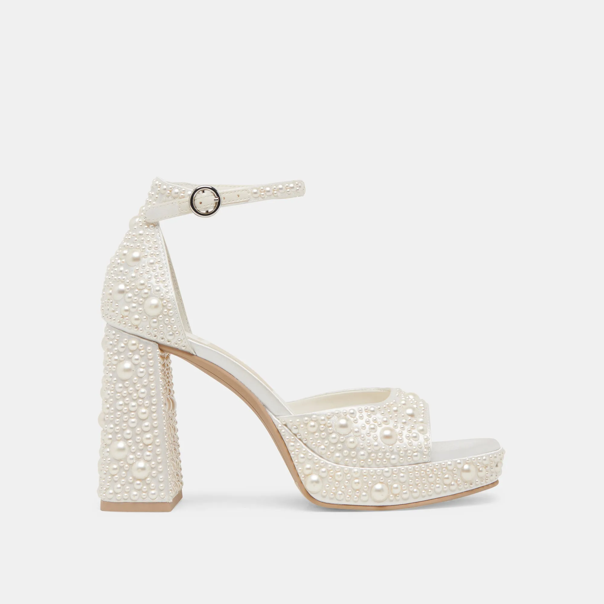 Classic Design PANDRO PEARL HEELS TRUE WHITE SATIN