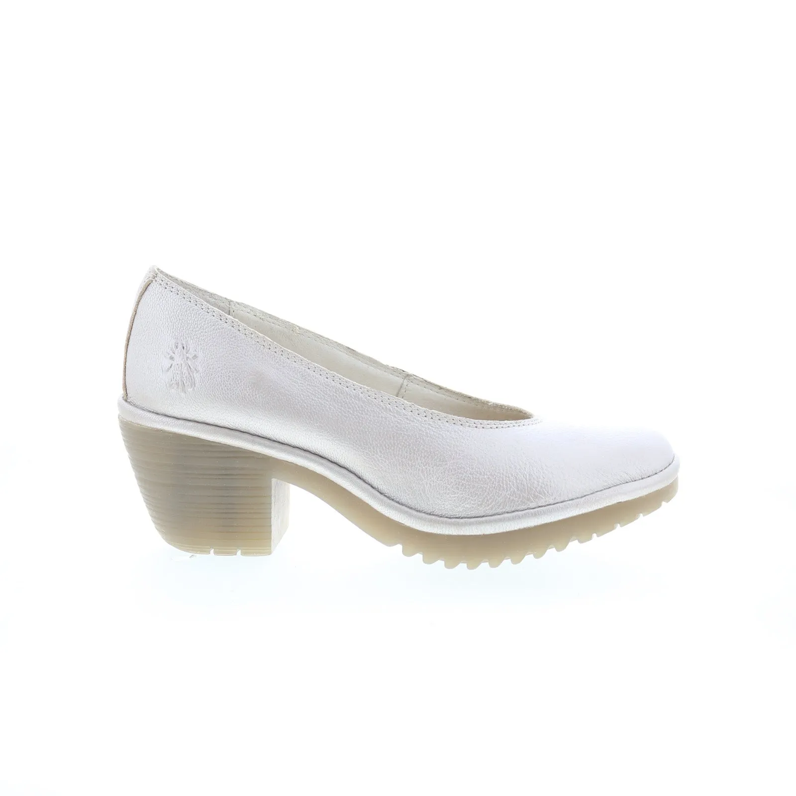 Fly London Walo WALO988FLY-012 Womens Silver Leather Pumps Heels Shoes Comfortable Padding