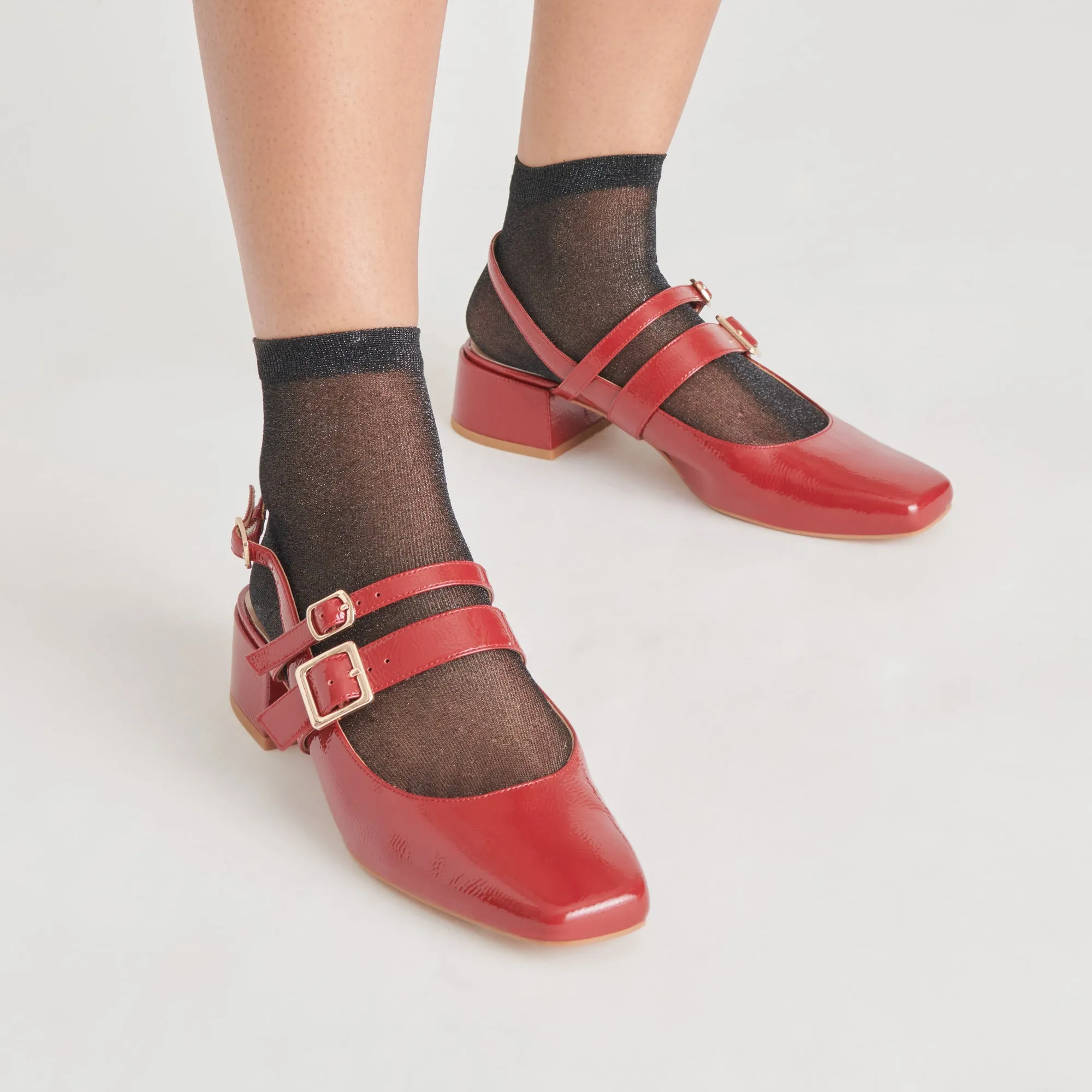 PATZY HEELS CRIMSON CRINKLE PATENT LEATHER Arch support Stylish