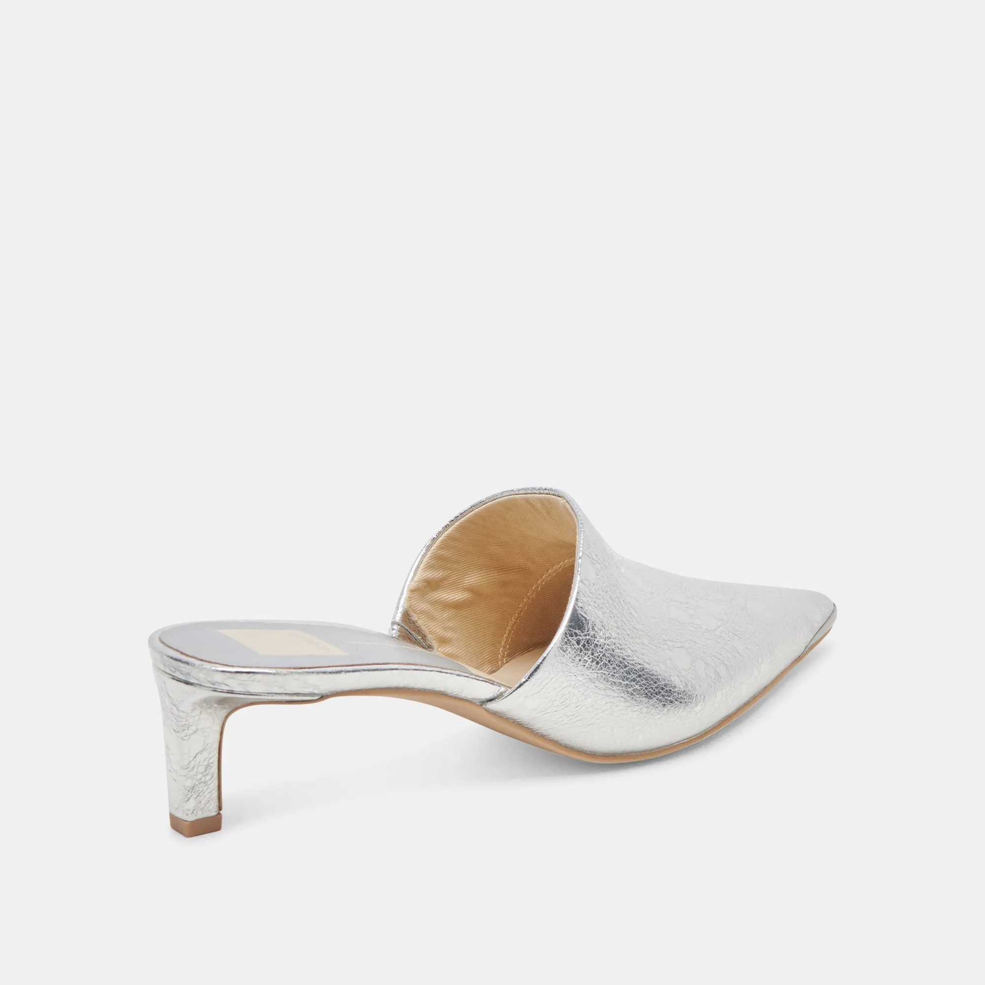 LEXY HEELS SILVER DISTRESSED LEATHER Slip Resistant Outsole