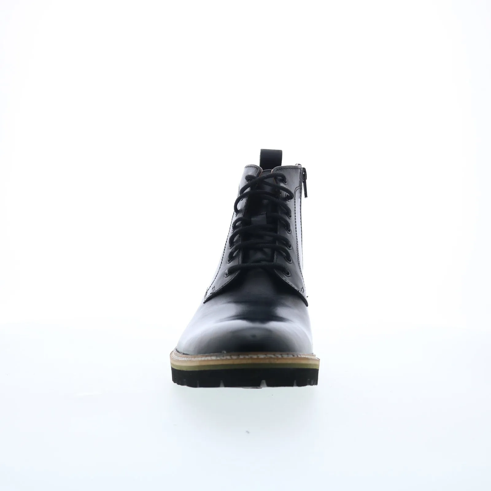 Steve Madden P-Krypto Mens Black Leather Lace Up Casual Dress Boots Walking Comfort
