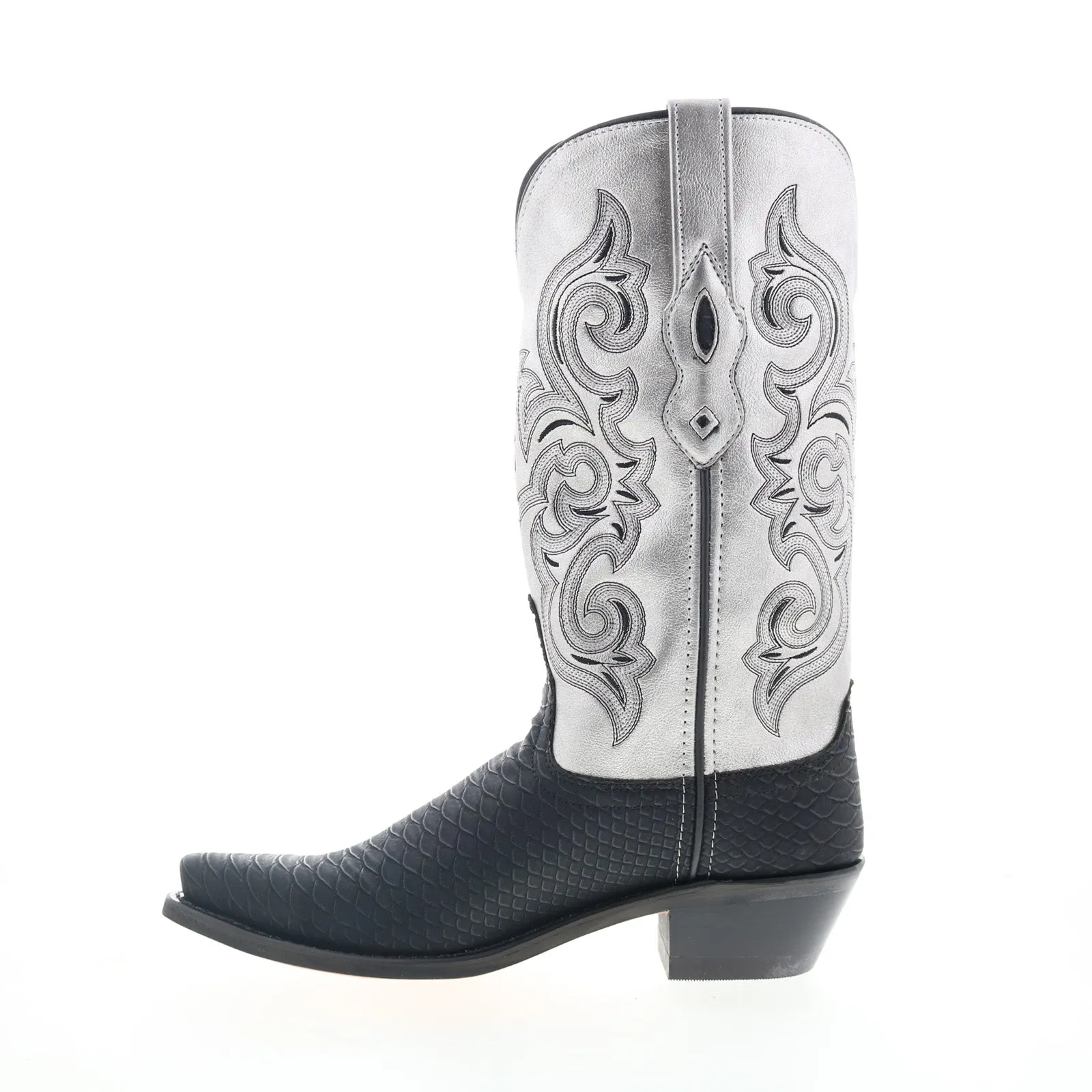 Jama Old West Snip Toe LF2002 Womens Black Leather Slip On Western Boots Office Worker