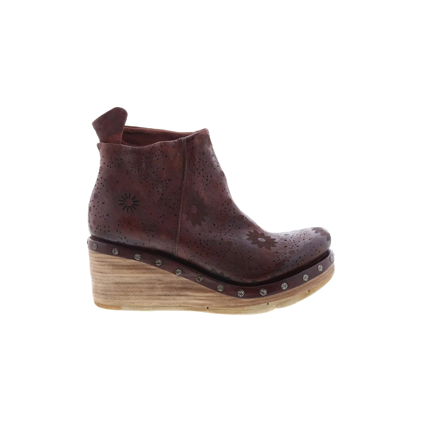 A.S. 98 Savina Floral Womens Brown Leather Zipper Casual Dress Boots Breathable fabric