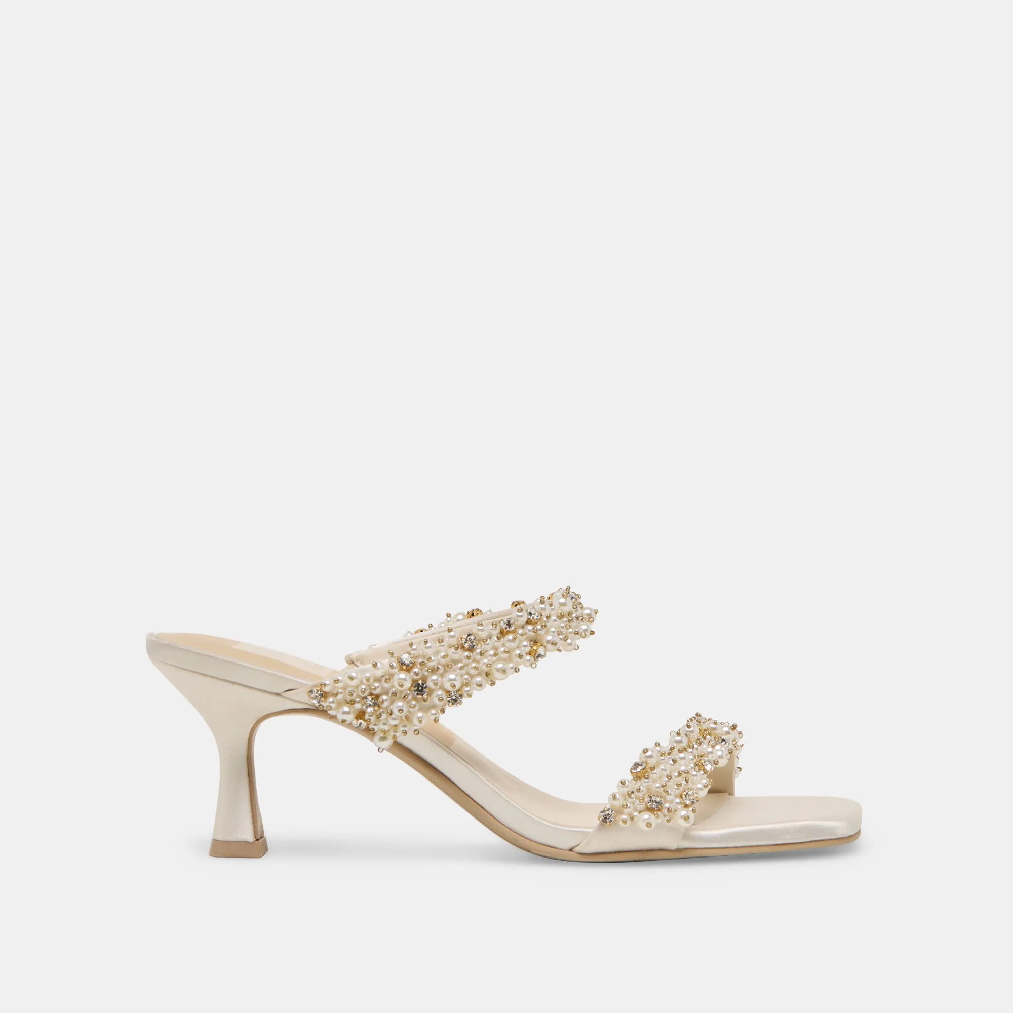 GENORA RHINESTONE HEELS IVORY RHINESTONE Good Traction