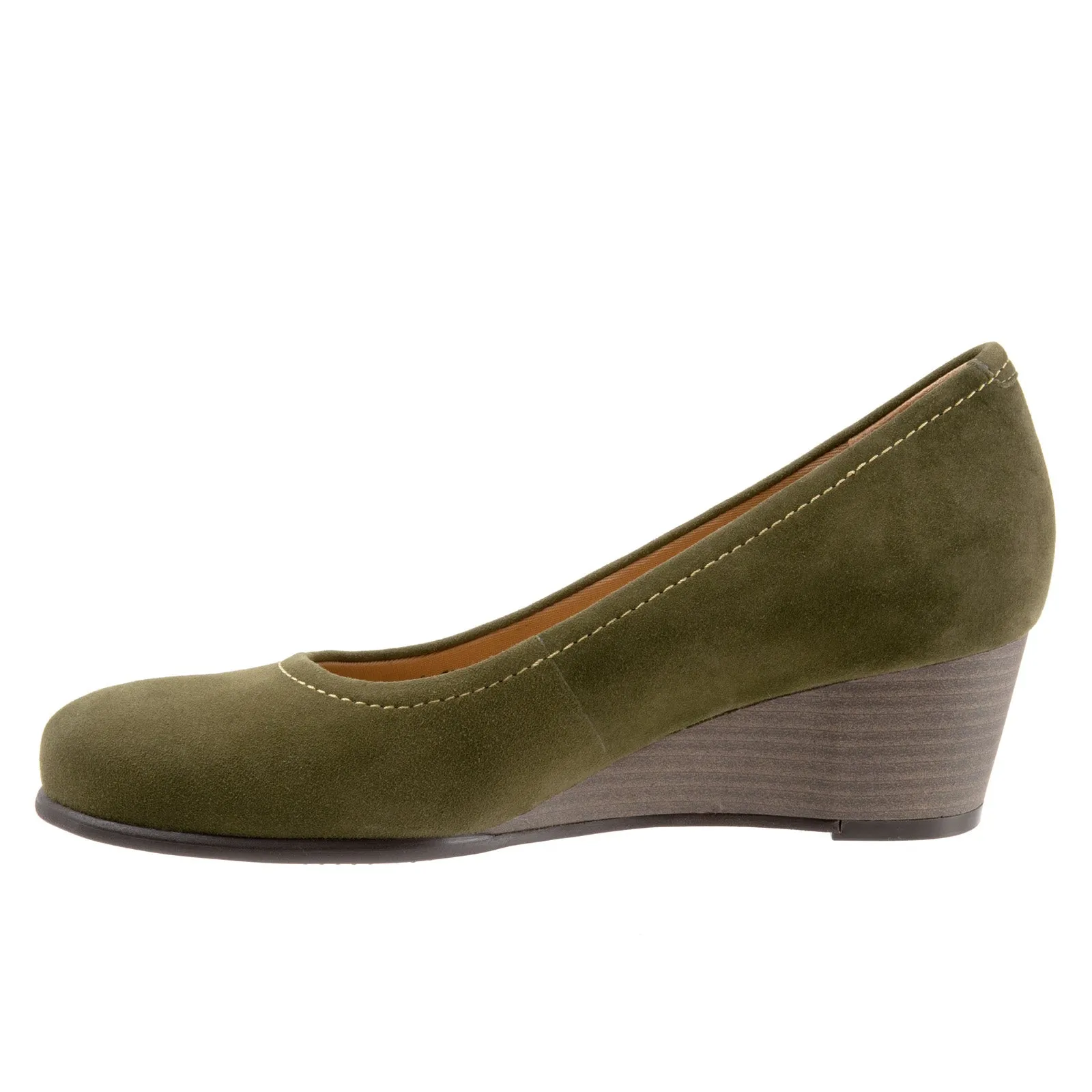 Chic Designer Heels Causal Booties Trotters Winnie T1965-303 Womens Green Narrow Suede Pumps Heels Shoes