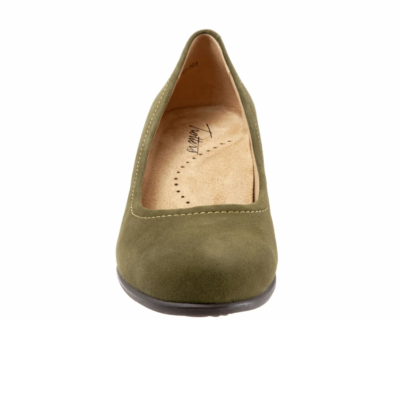 Trotters Winnie T1965-303 Womens Green Narrow Suede Pumps Heels Shoes Retro Bridal Shoes