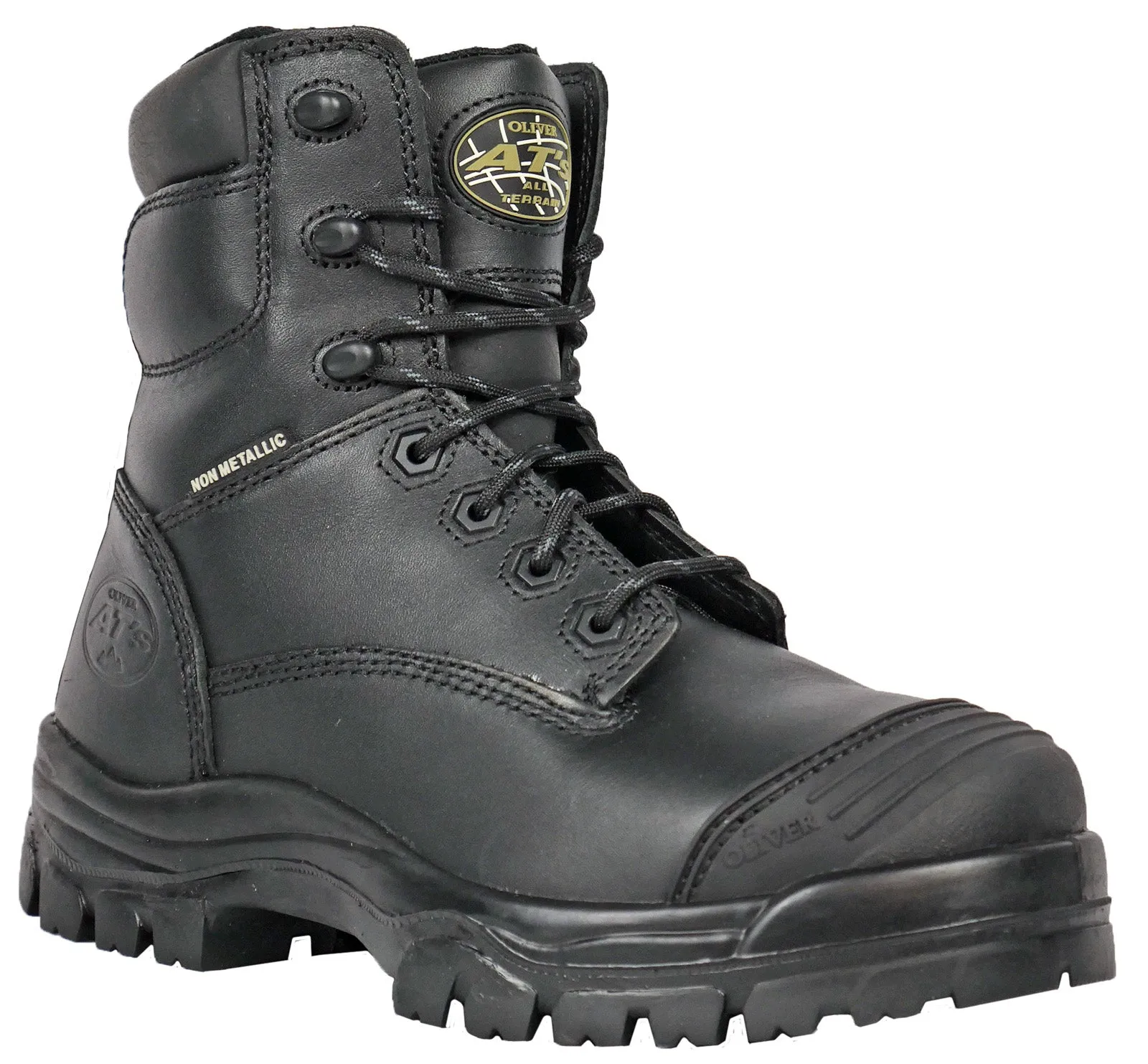 Relaxed Fit Walk Support Oliver by Honeywell Oliver AT45 Black Composite Toe WP Mens Black Boots