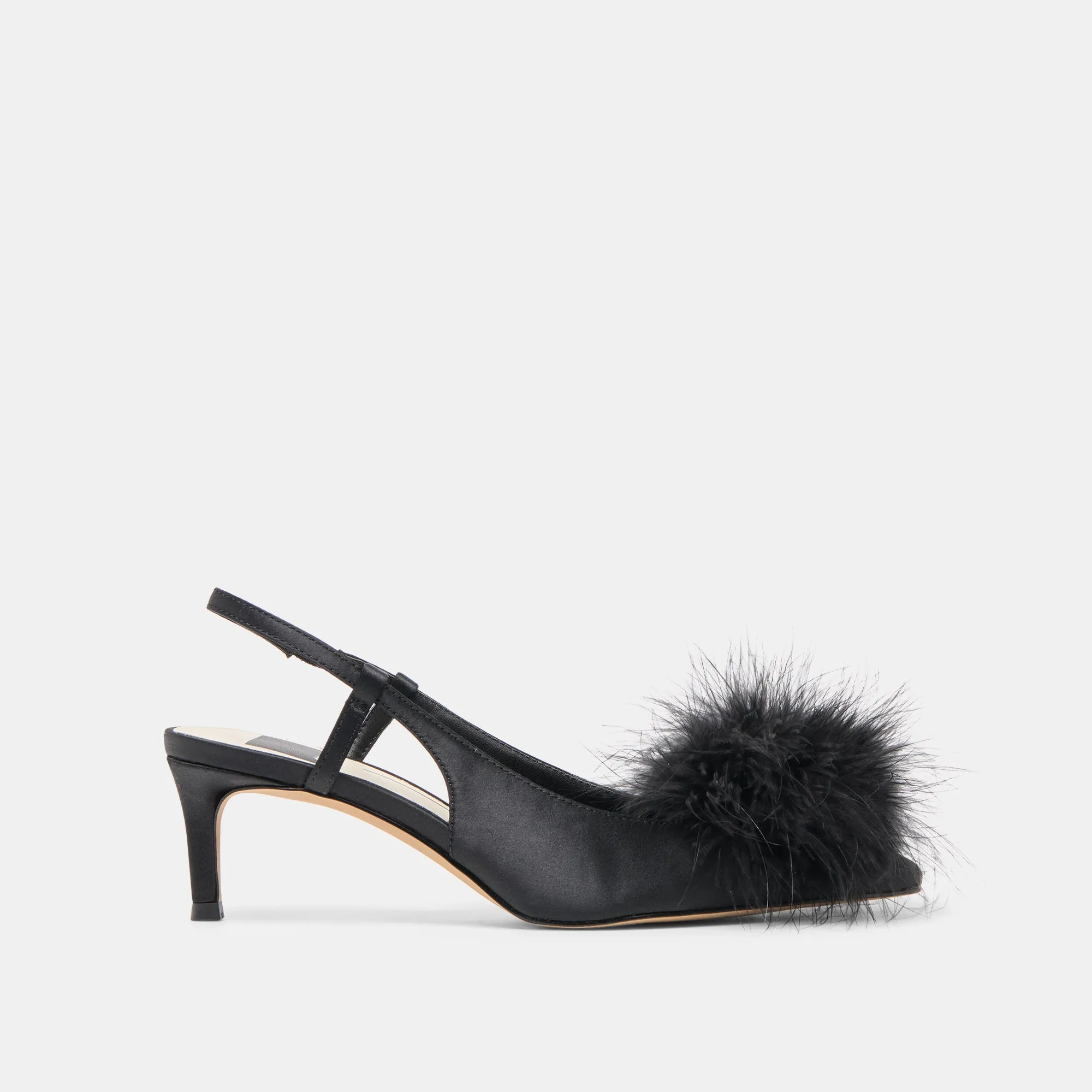 KAMY HEELS ONYX SATIN Black Stiletto Shoes