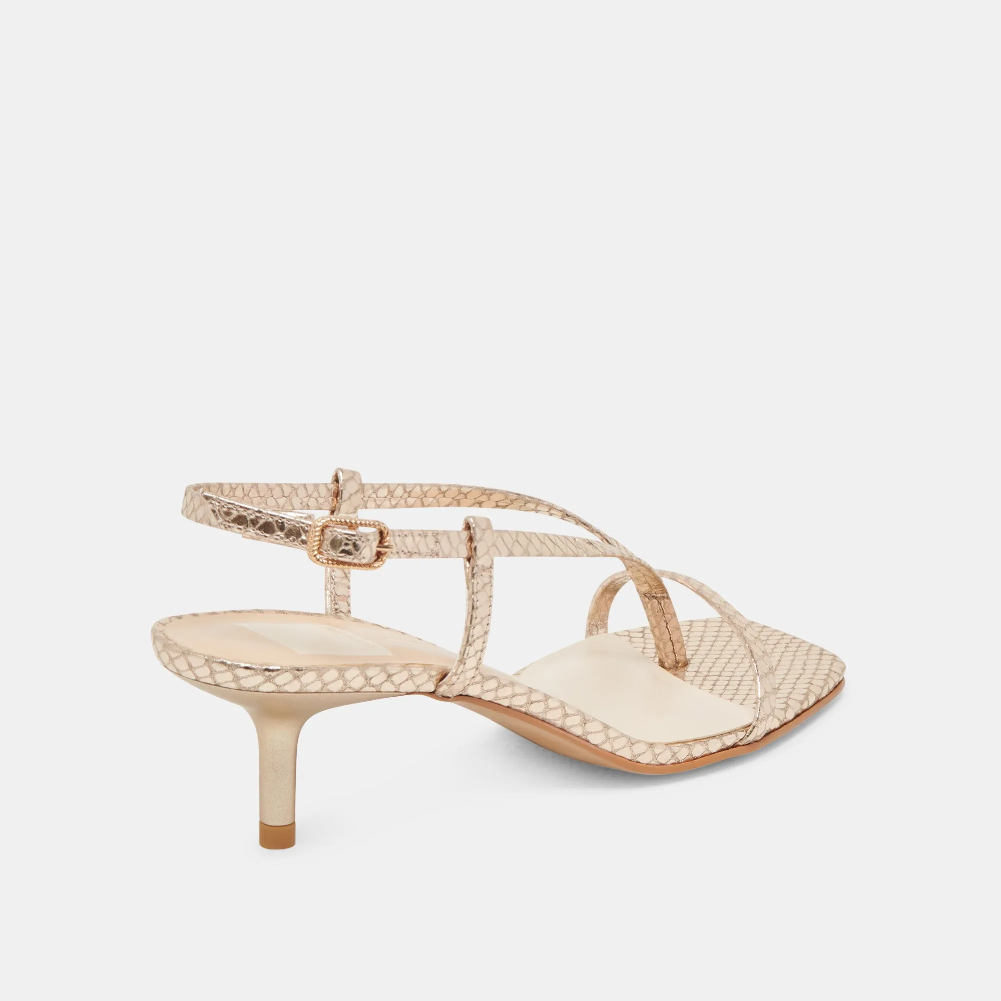 Elegant Slip-On Heels Breathable Material LAURY HEELS CHAMPAGNE EMBOSSED LEATHER