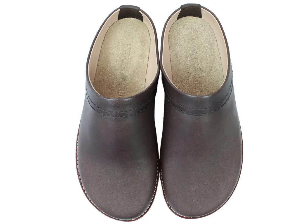 Haflinger Leather Clogs Travel Brown 748 Moon Tone Foot Support