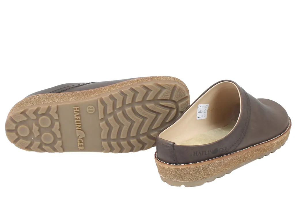 Mind Ease Haflinger Leather Clogs Travel Brown 748