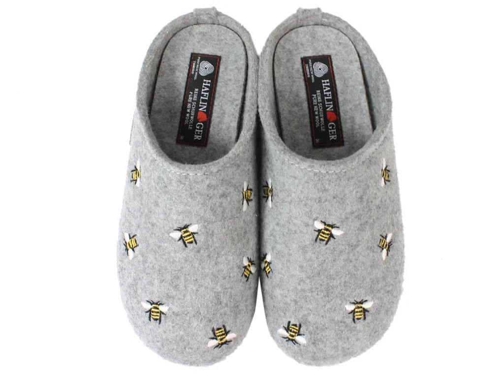 Haflinger Slippers Everest Bees Light Grey Heat Mode