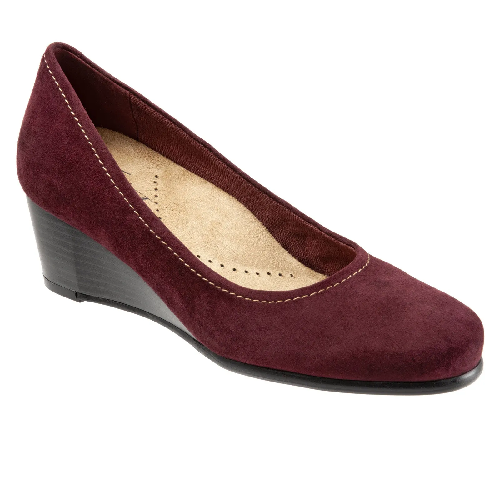 lace up closure Padded Tongue Trotters Winnie T1965-627 Womens Burgundy Narrow Leather Wedges Heels Shoes