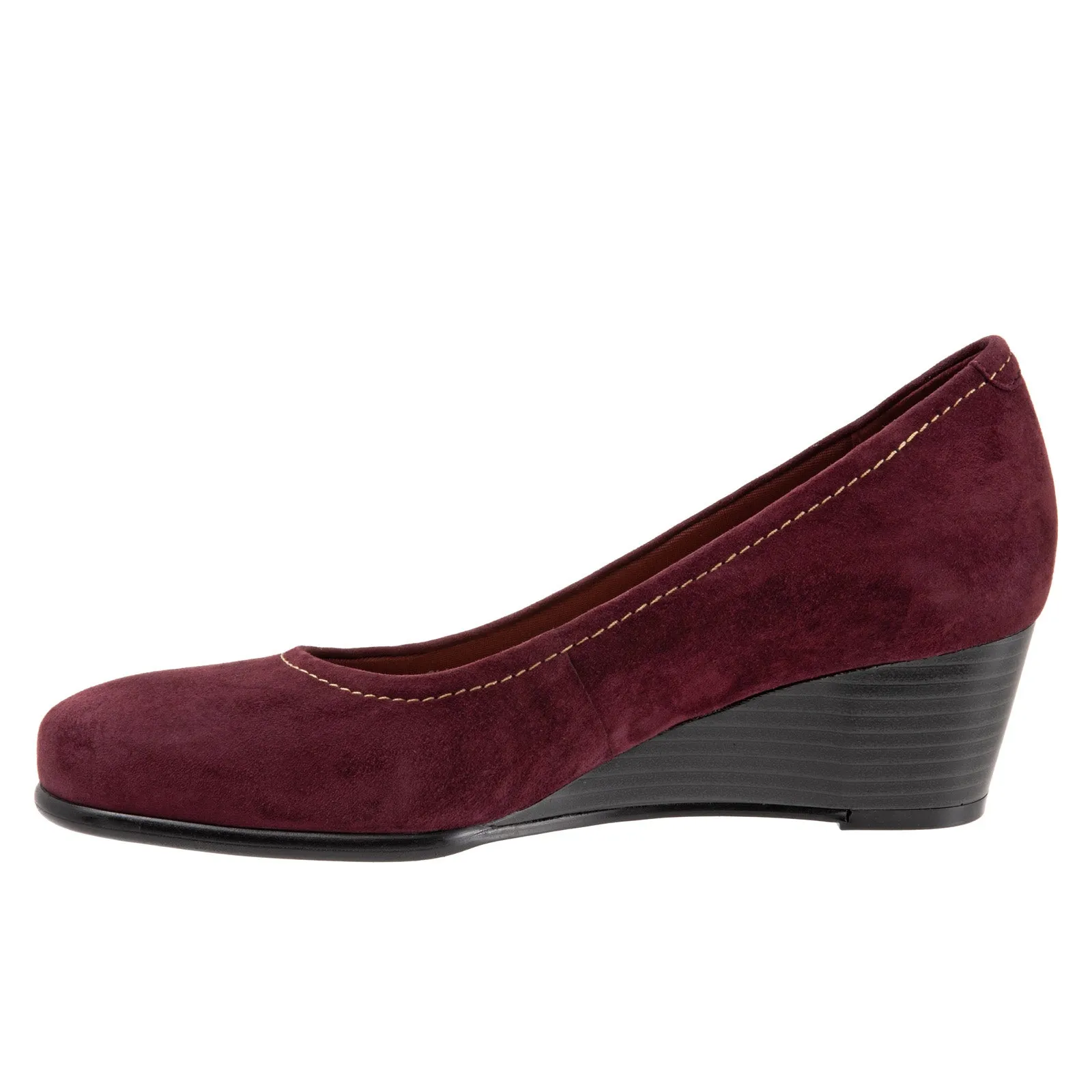 Performance Trotters Winnie T1965-627 Womens Burgundy Narrow Leather Wedges Heels Shoes