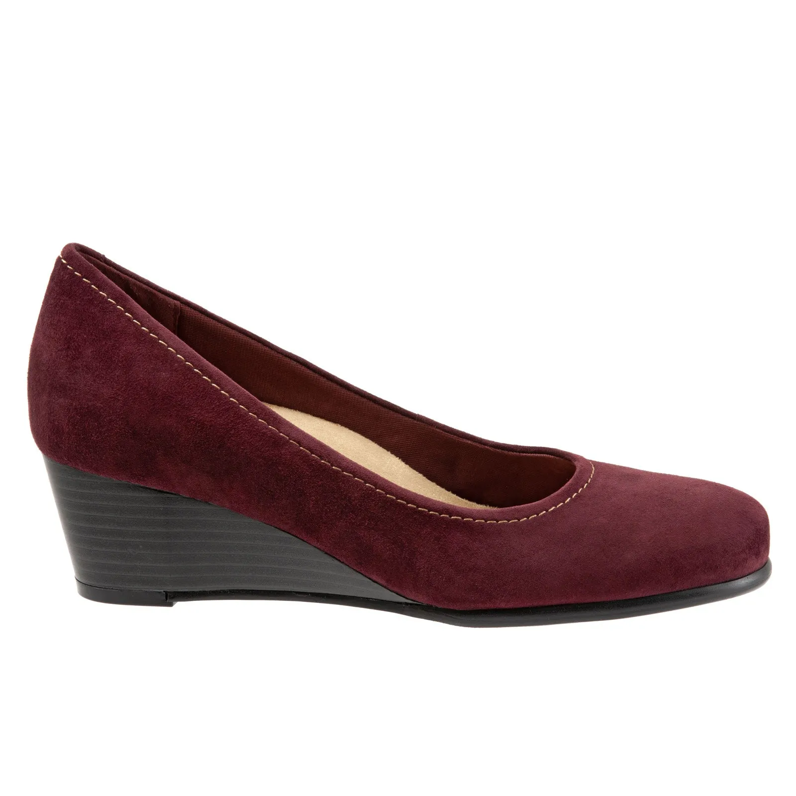 Luxe Evening Heels Trotters Winnie T1965-627 Womens Burgundy Narrow Leather Wedges Heels Shoes