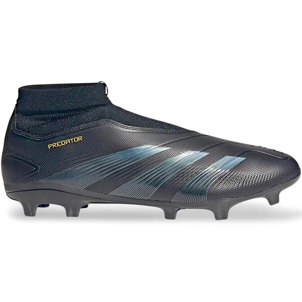 adidas Predator League Laceless FG Soccer Cleats (Core Black/Carbon/Gold Metallic) Cool Mesh Team Practice