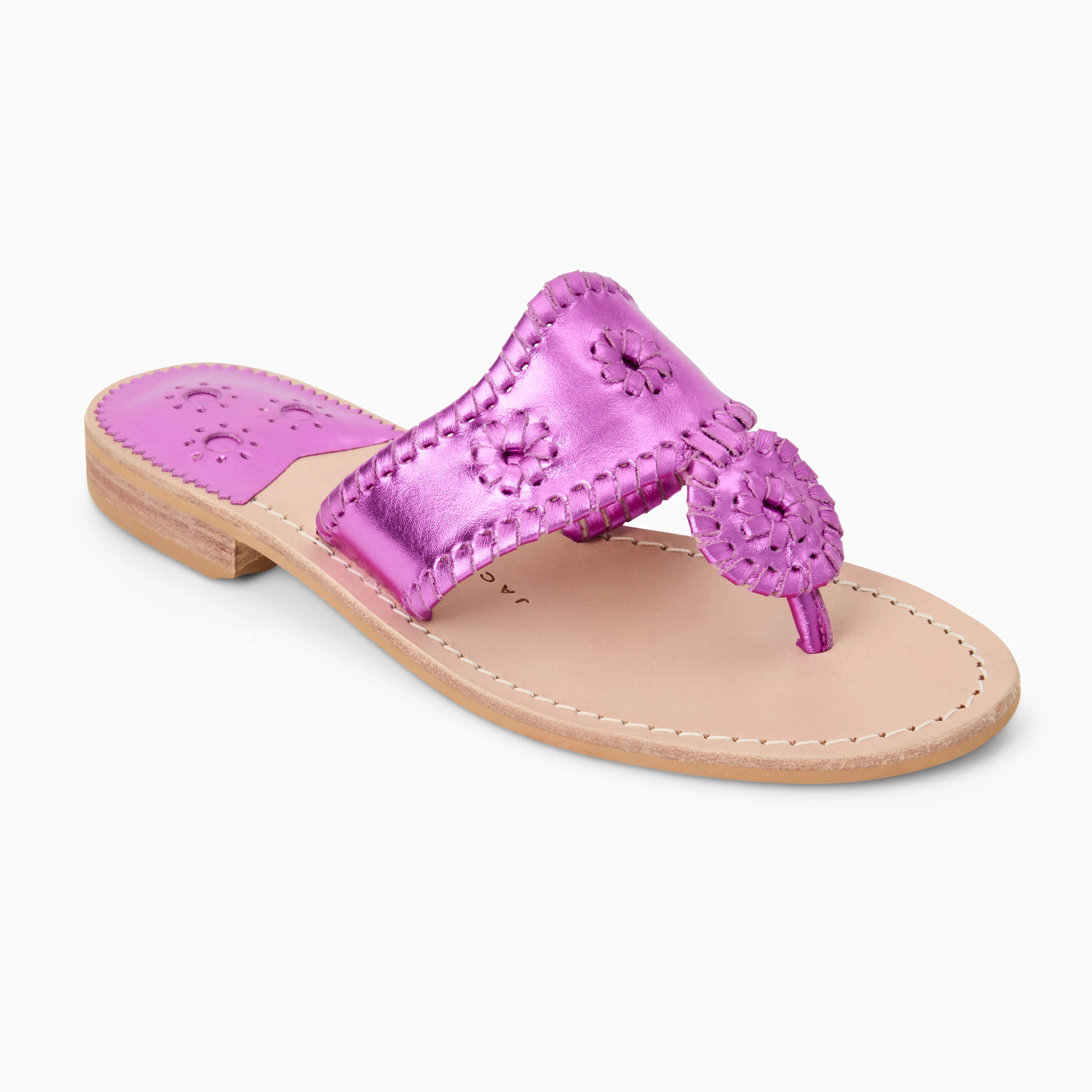 Jacks Metallic Leather Flat Sandal Balance Core Road Long