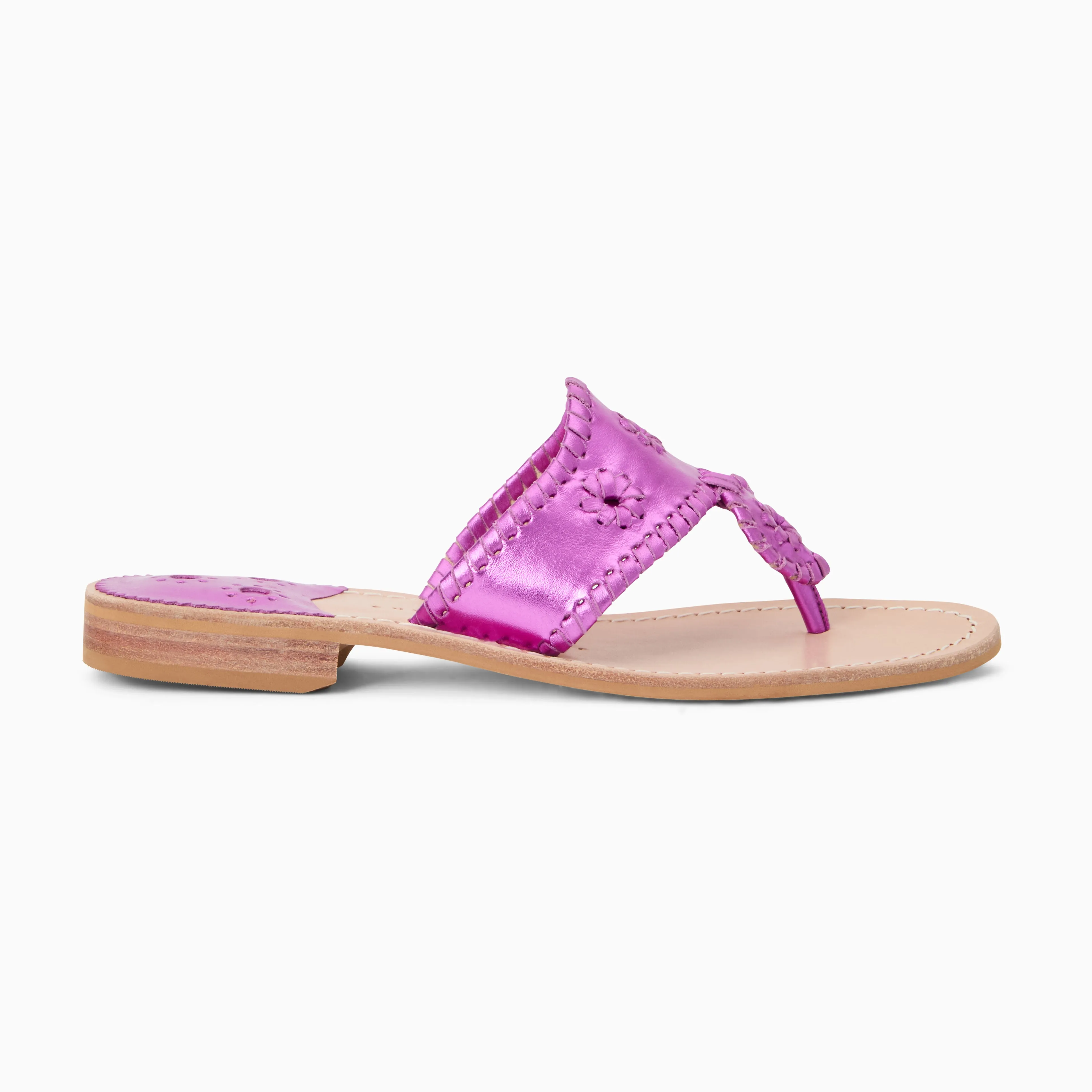 Jacks Metallic Leather Flat Sandal AI Path Versatile