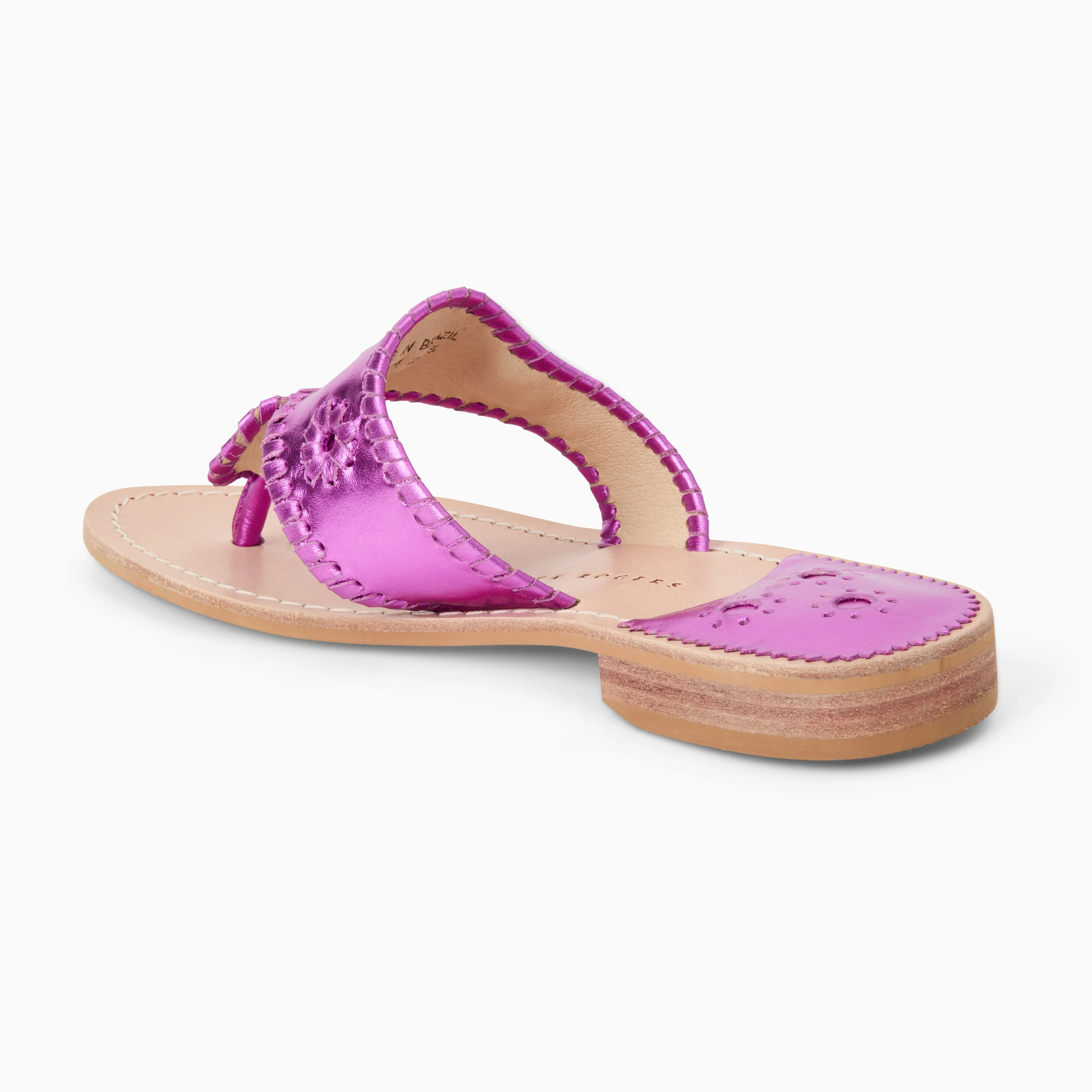 Flexible Sole Fast Run Jacks Metallic Leather Flat Sandal