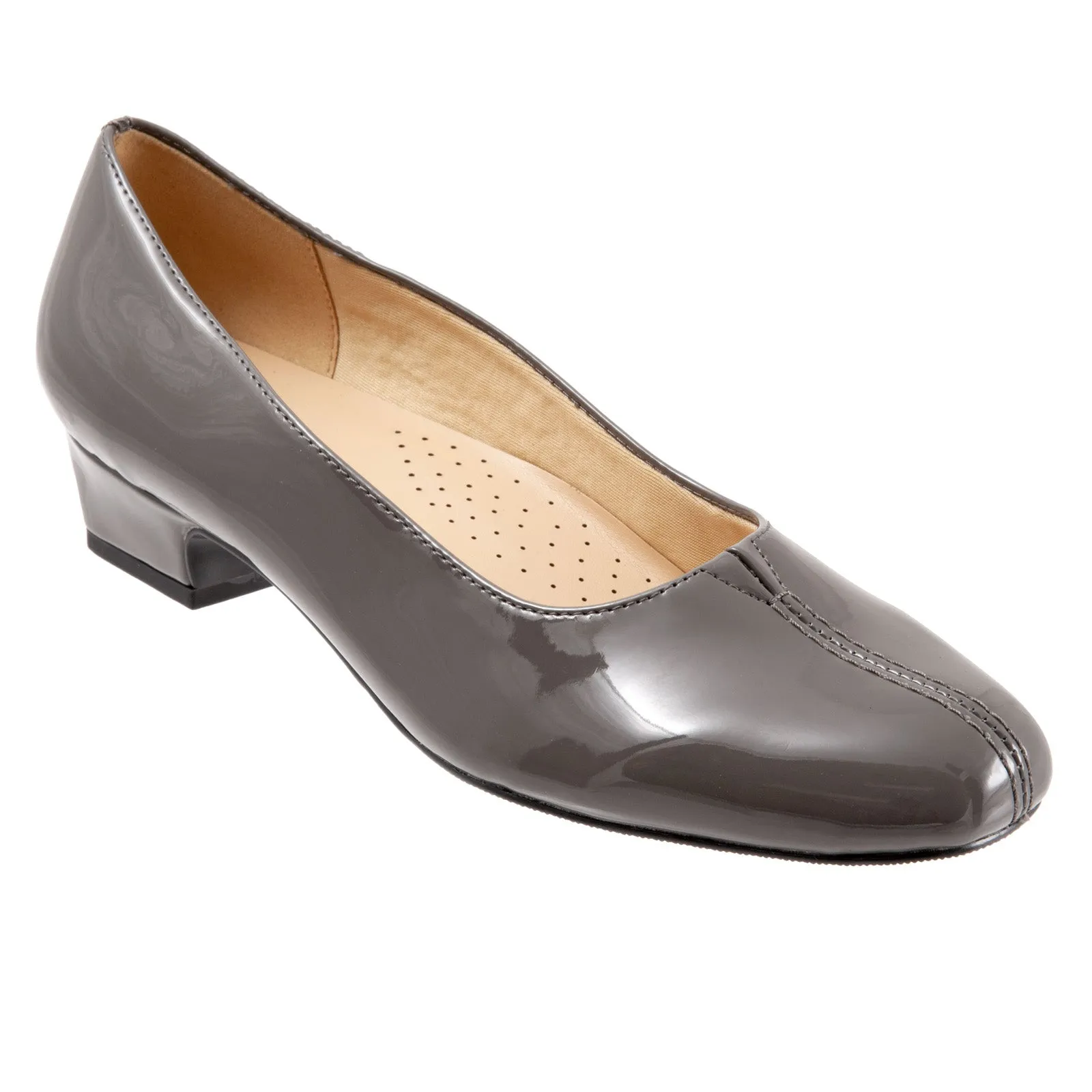 Trotters Doris T3235-025 Womens Gray Narrow Leather Pumps Heels Shoes Smooth Soles