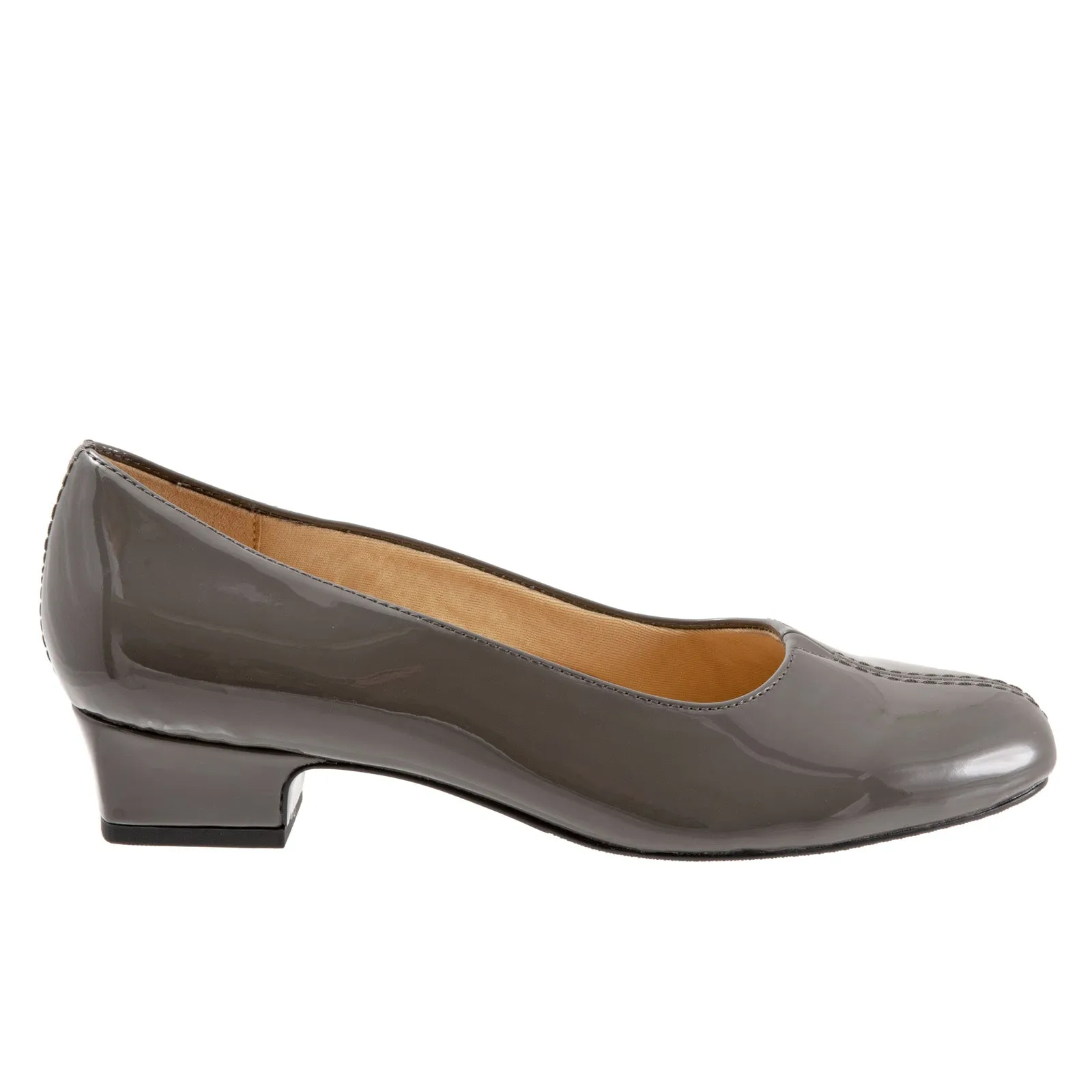 Trotters Doris T3235-025 Womens Gray Narrow Leather Pumps Heels Shoes Bejeweled Heels High Heel Shoes