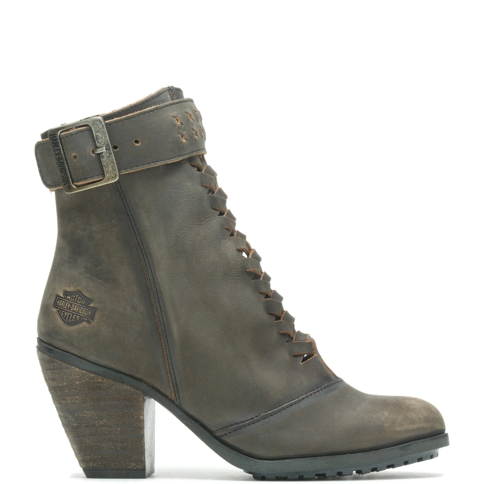 Harley-Davidson Calkins LS Boot 8" D84267 Womens Gray Motorcycle Boots Heavy Weather