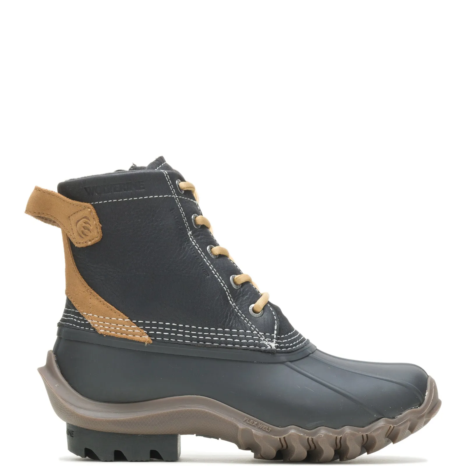 Water-resistant well-made Wolverine Torrent WP Duck W880226 Womens Black Synthetic Casual Dress Boots