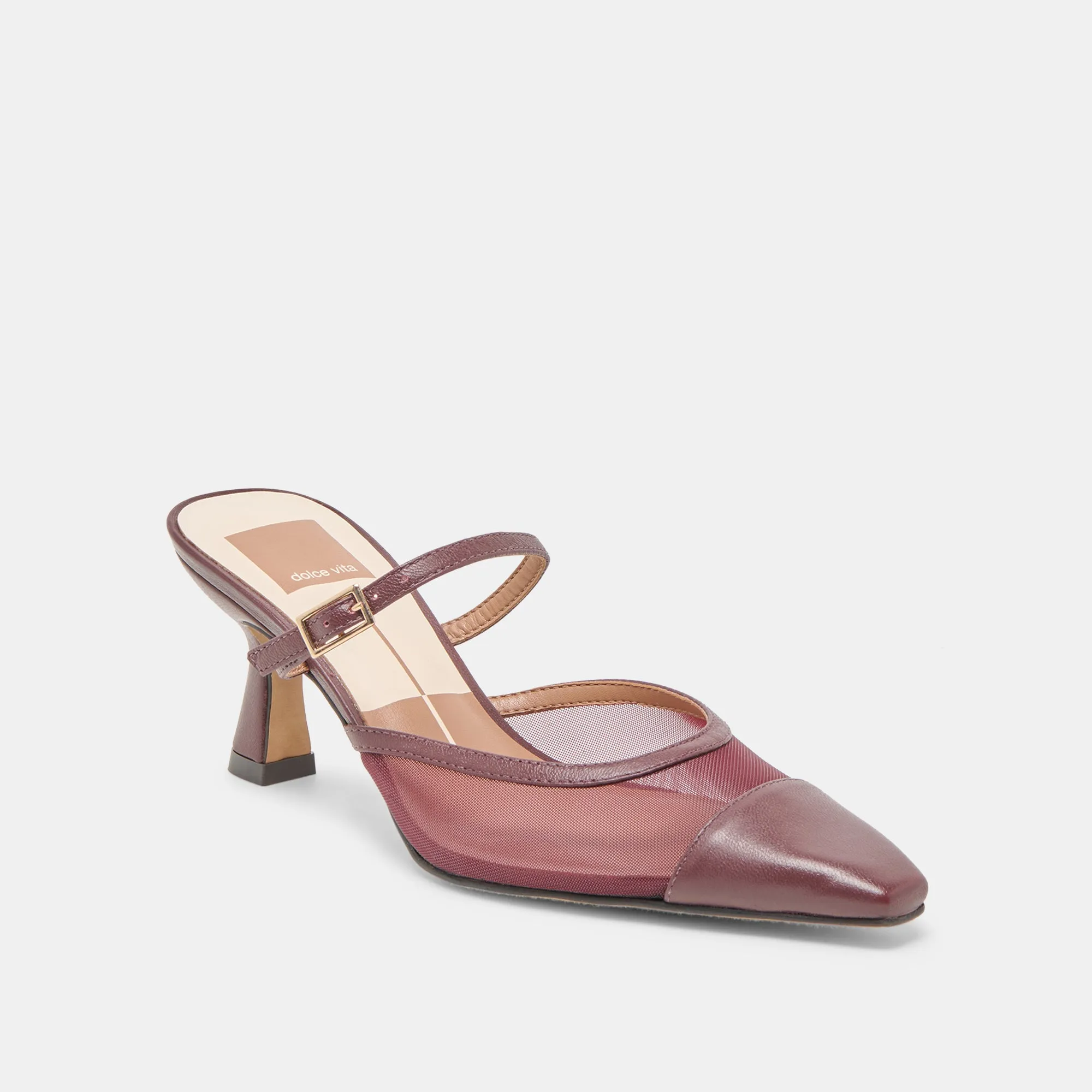 LOYD HEELS BURGUNDY MESH Crystal Heels Retro Platform Heels