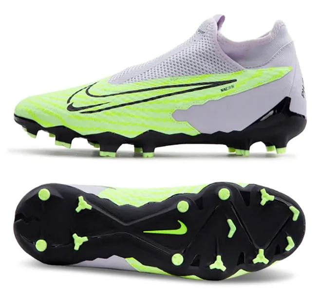 Air Flow Nike Phantom GX Academy DF FG/MG Soccer Cleats (Barely Volt/Gridiron-Barely Grape)