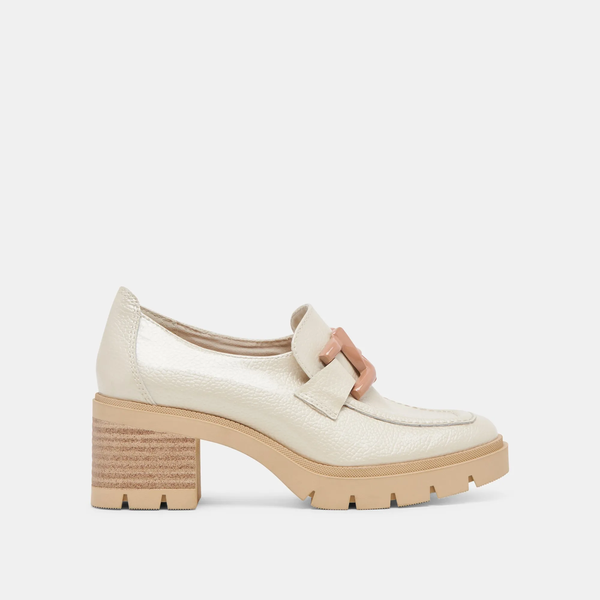 HAROLD HEELS IVORY PATENT LEATHER Summer Heels for Women Professional Office Shoes