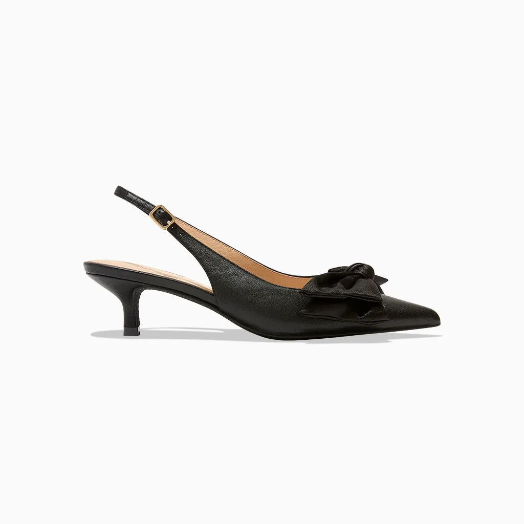 Debra Sling Back Kitten Heel Linen Air Spanish Bold